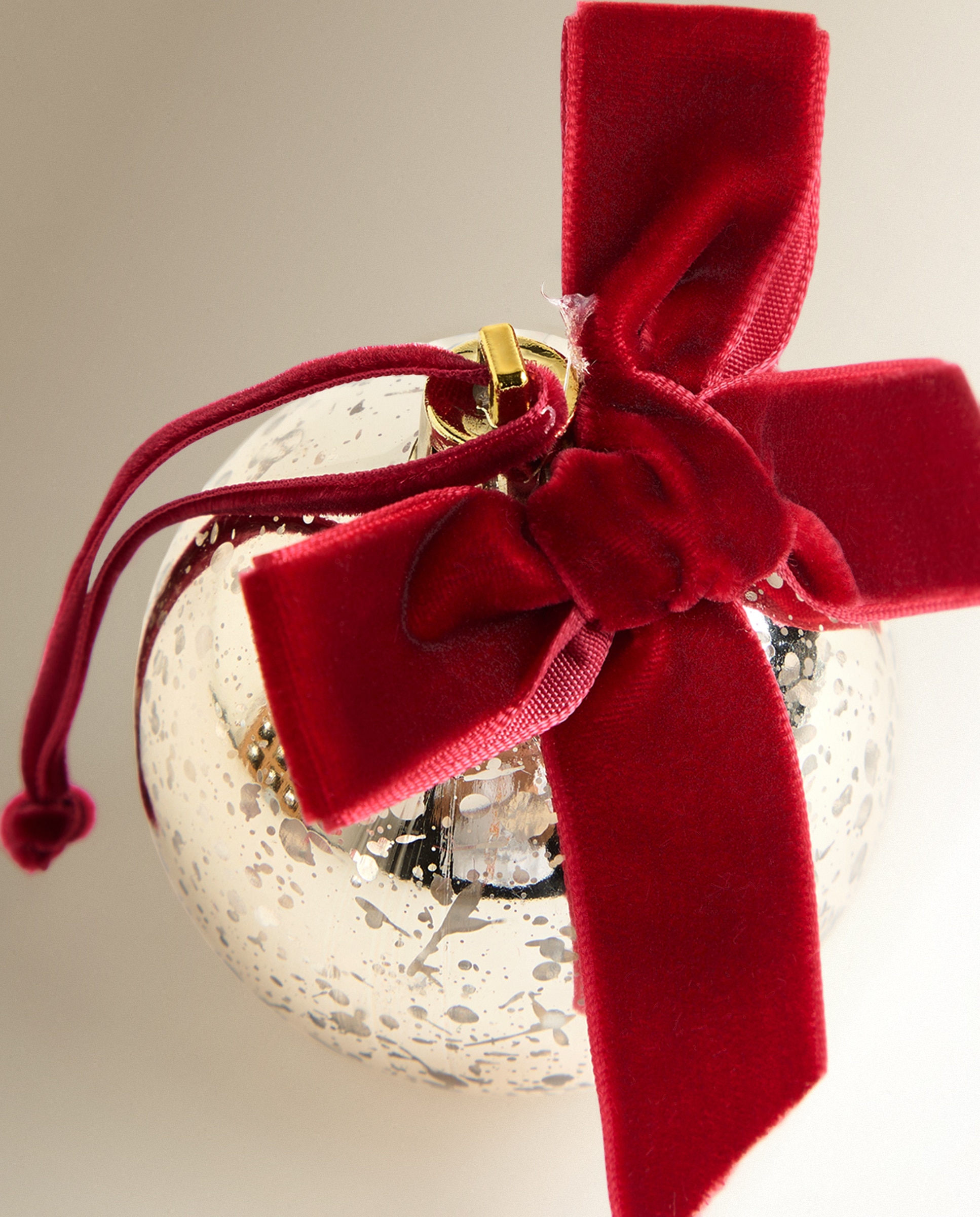 Conjunto de 6 Bolas com Laço Natal Vermelho-3