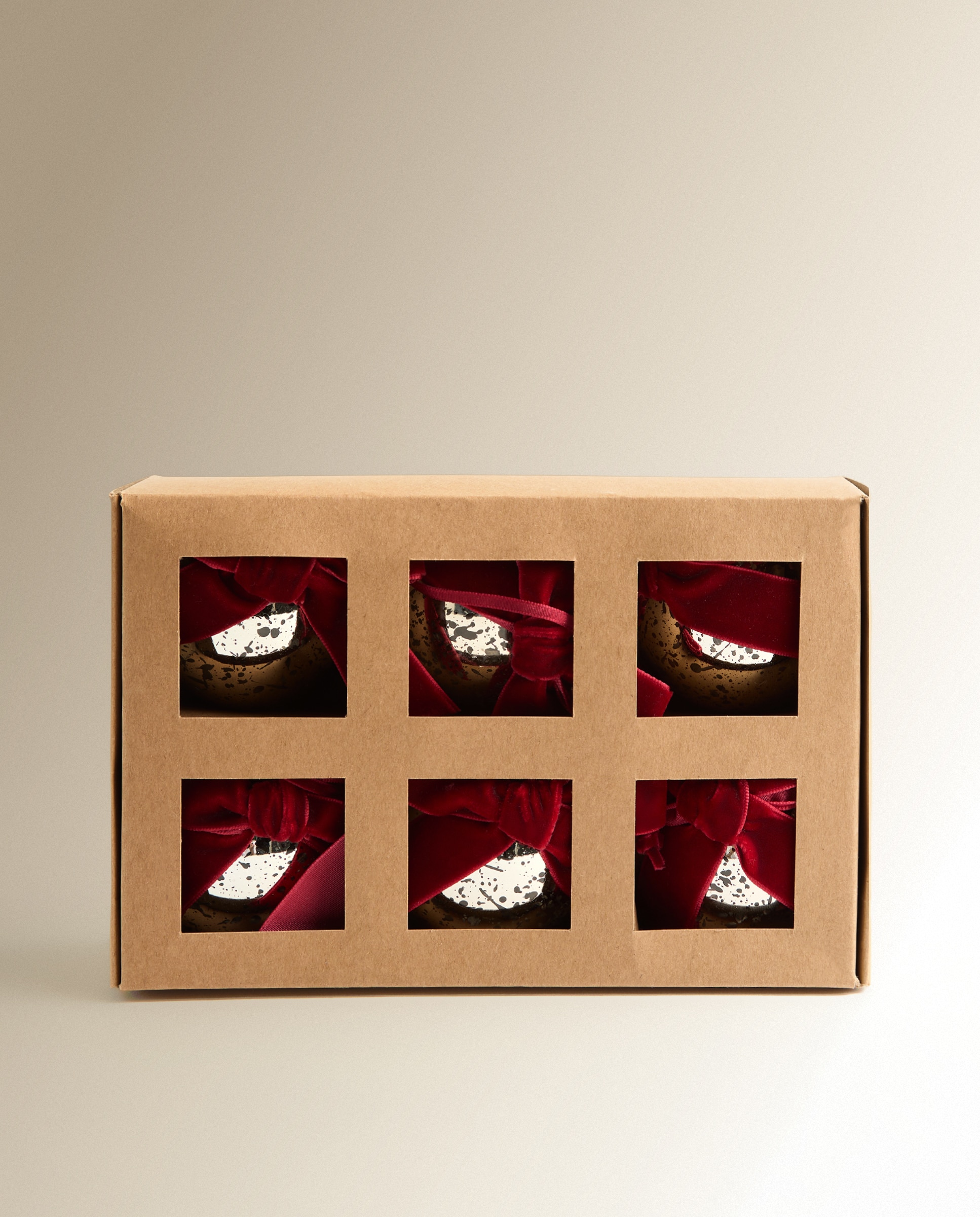 Conjunto de 6 Bolas com Laço Natal Vermelho-5