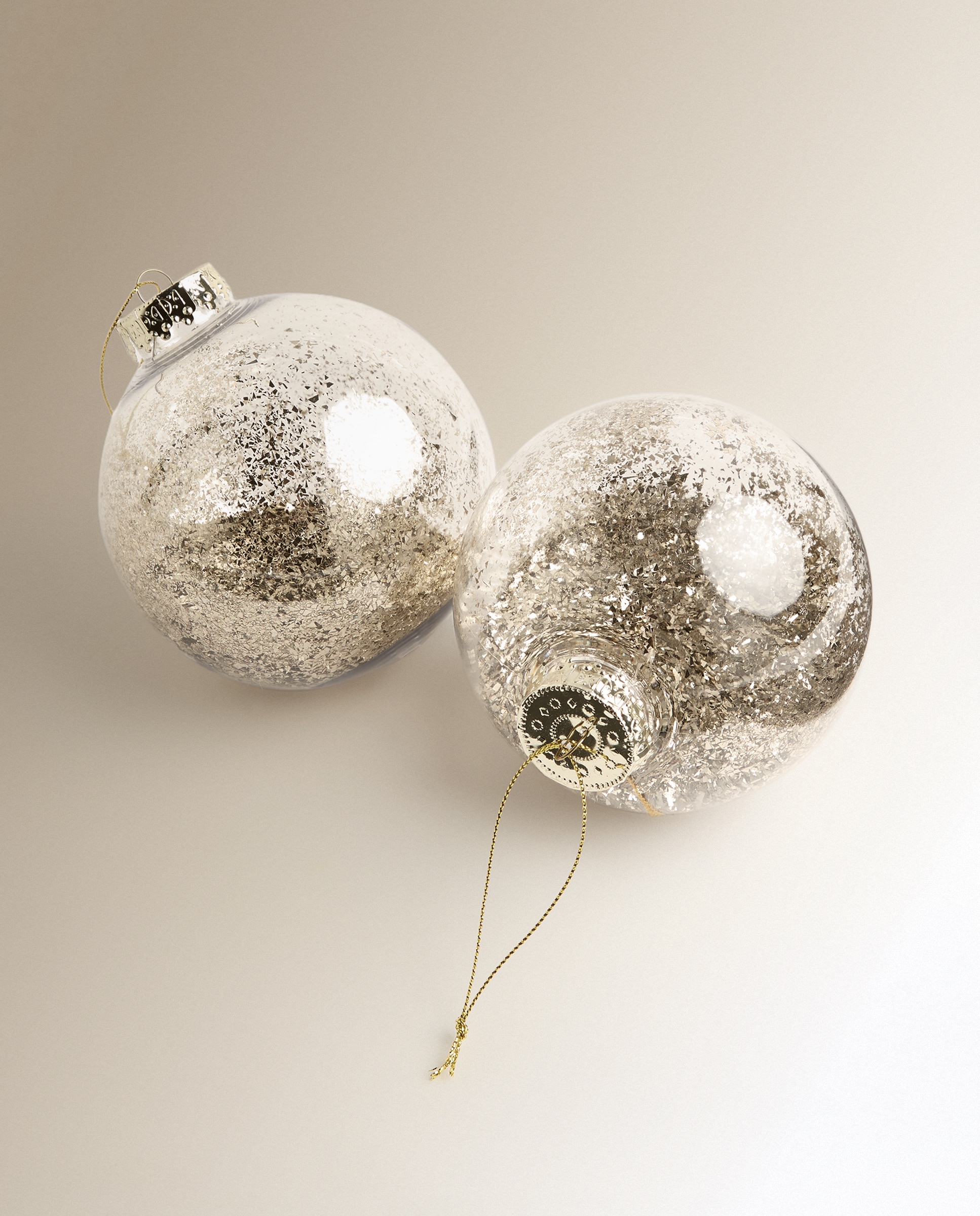 Conjunto de 2 Bolas com Confeti Natal Champanhe-2