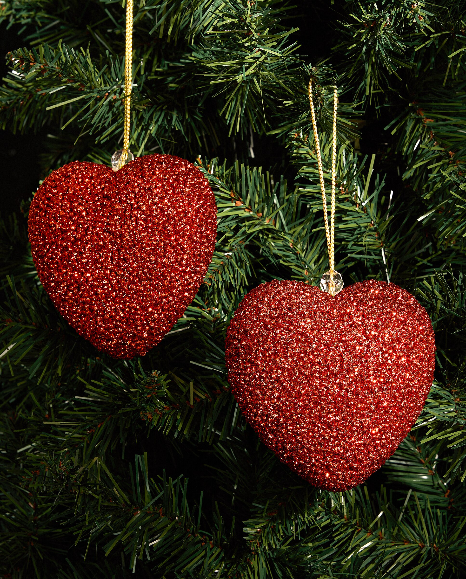 Imagen 0 de Set de 2 colgantes Corazón Escarcha Bolitas Navidad Rojo