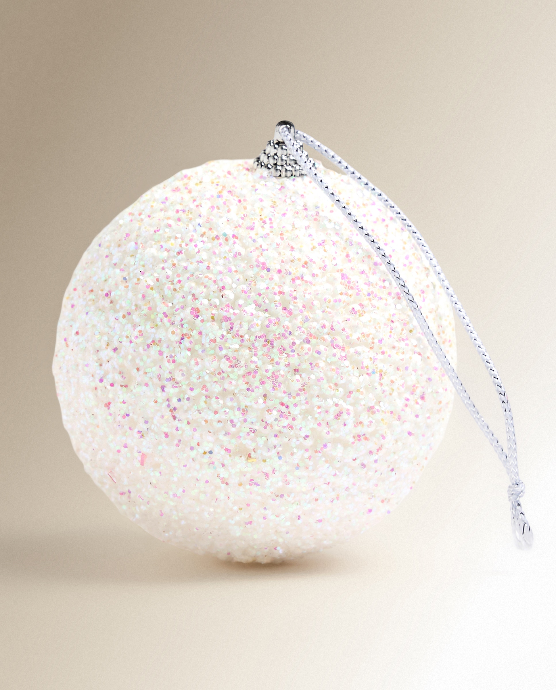 Set de 2 bolas con bolitas Escarcha Glitter Navidad - Blanco Blanco-2