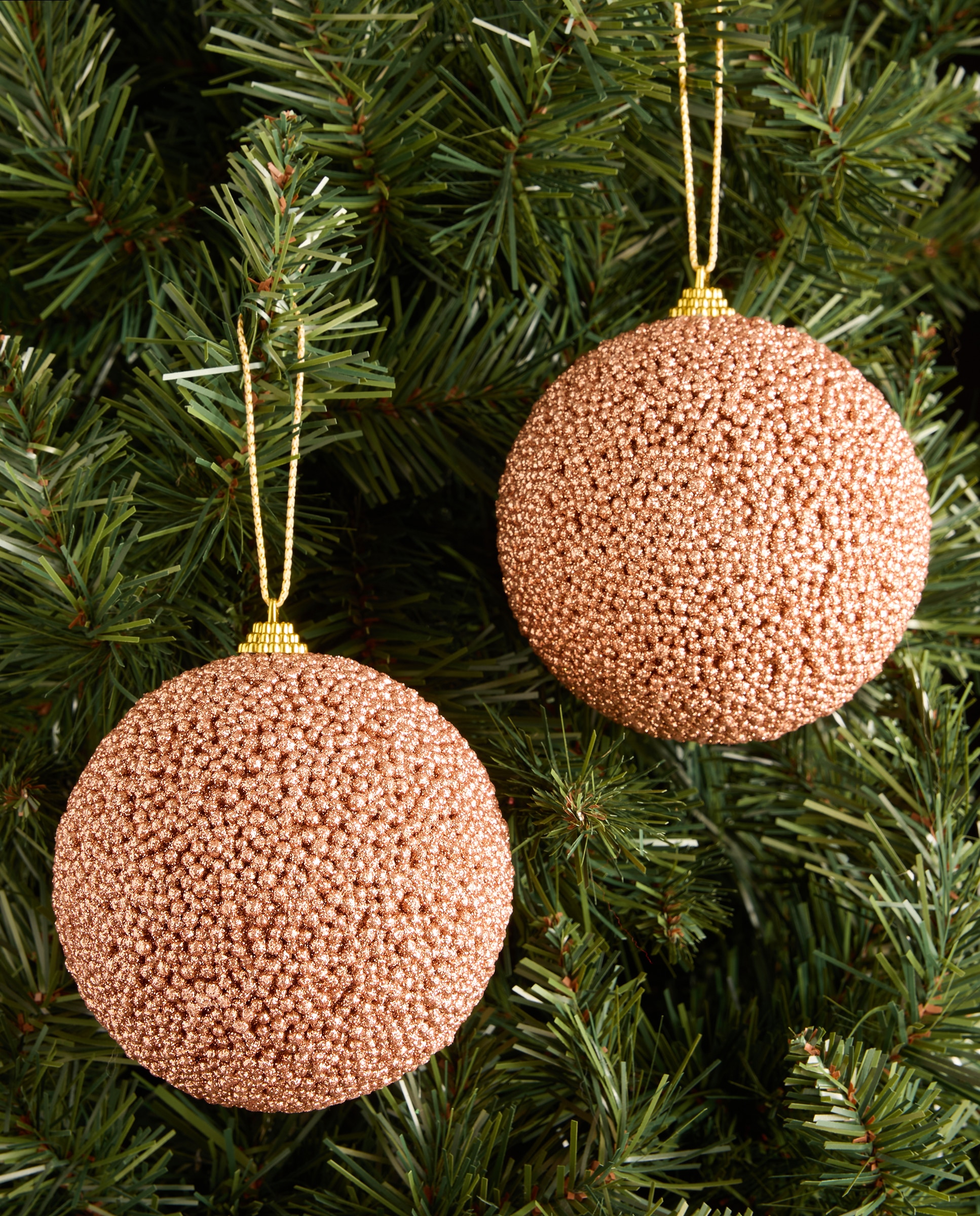 Set de 2 bolas con bolitas Escarcha Glitter Navidad - Rosa pastel Rosa pastel-1