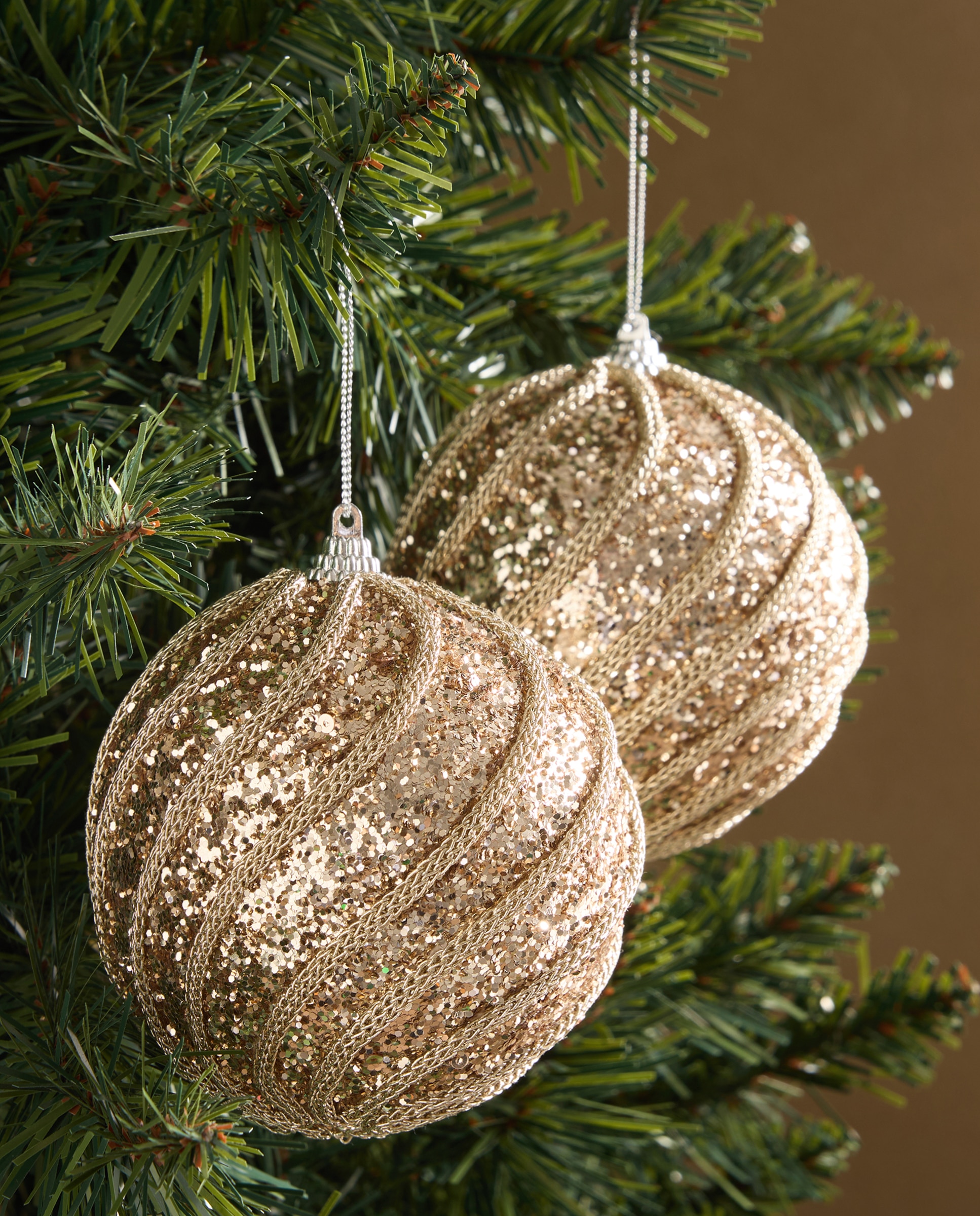 Imagen 0 de Set de 2 bolas Escarcha ondas Navidad Champagne
