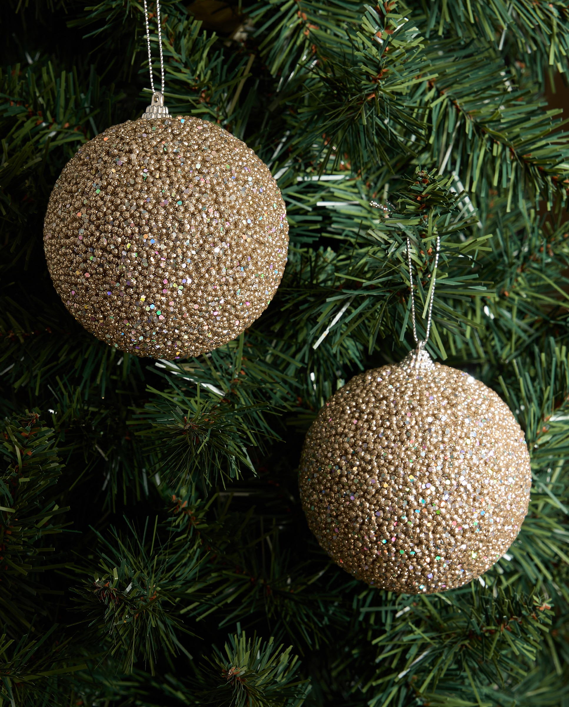 Imagen 0 de Set de 2 bolas Escarcha Navidad Champagne