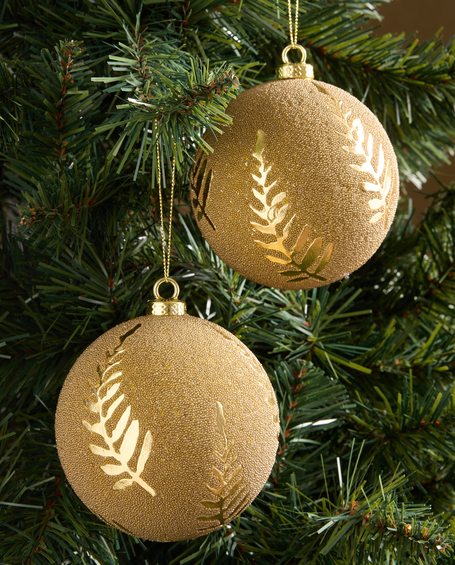Imagen 0 de Set de 2 bolas Ramas Navidad Dorado