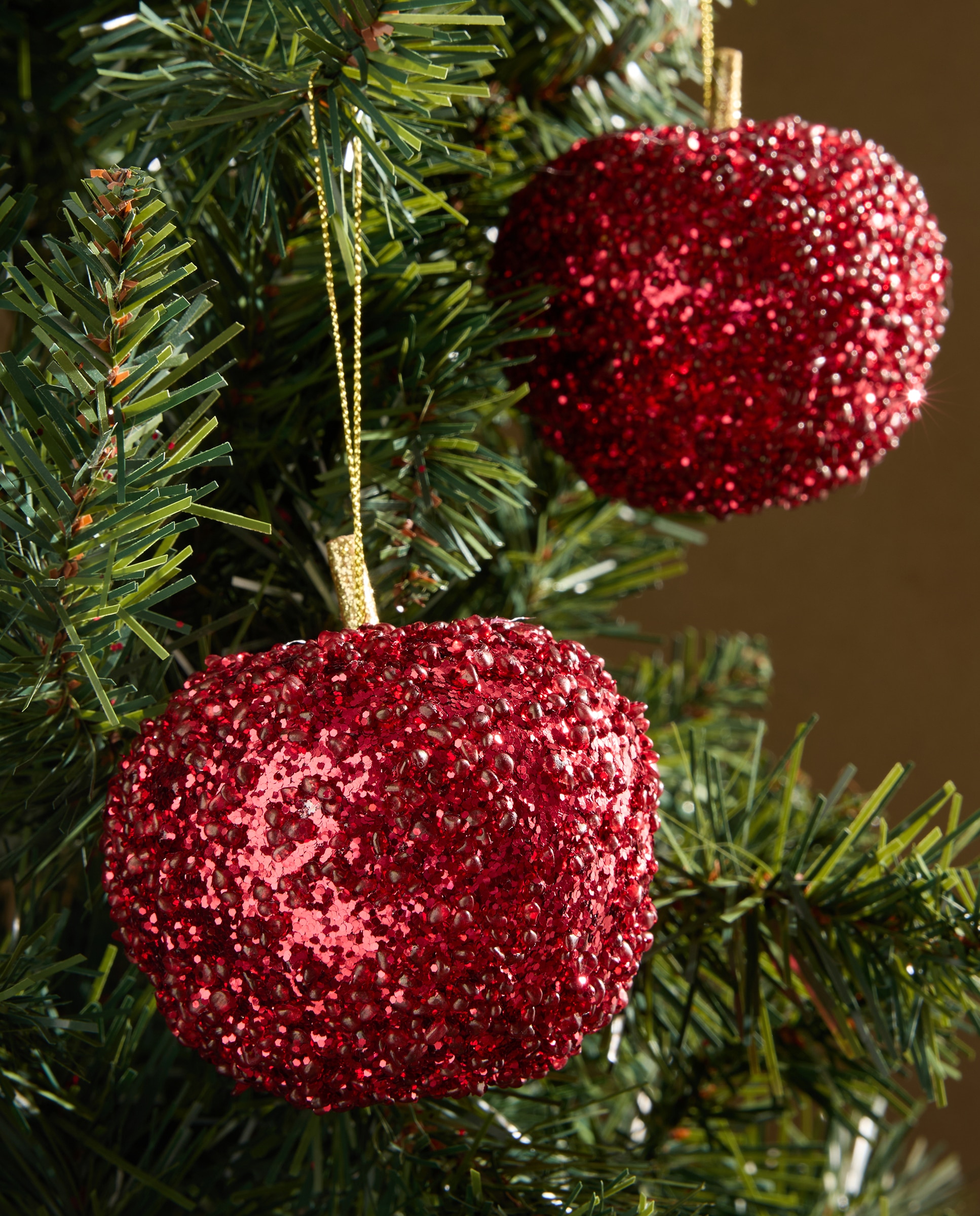 Imagen 0 de Set de 2 colgantes Manzana escarcha Navidad Rojo