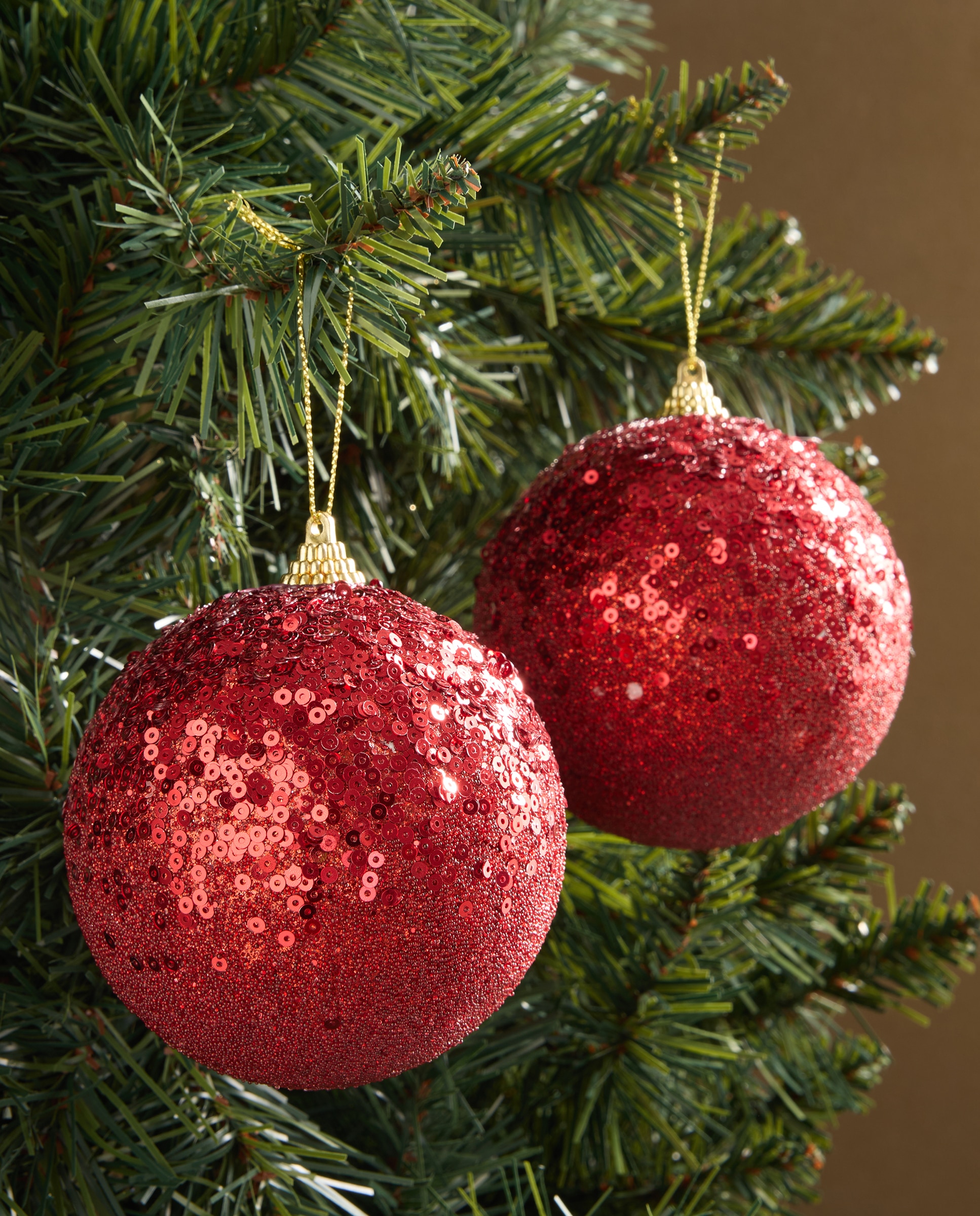 Imagen 0 de Set de 2 bolas Lentejuelas Navidad Rojo