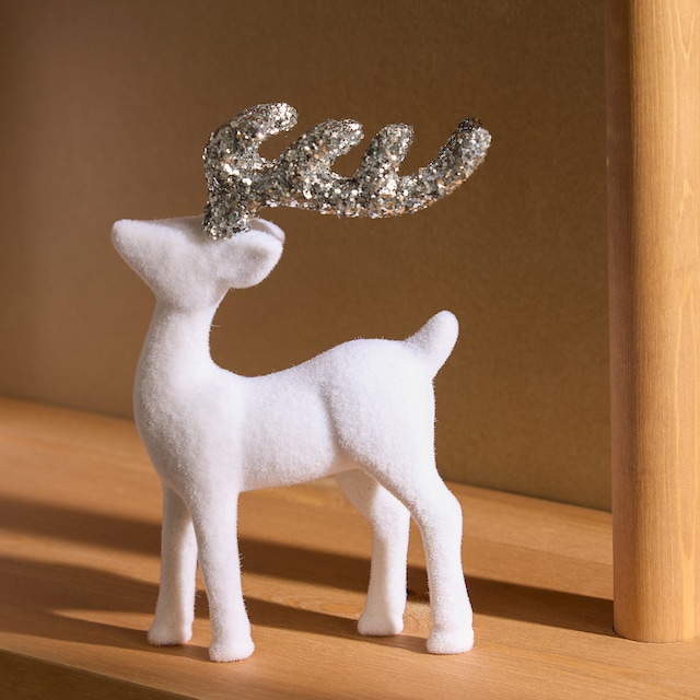 Imagen 0 de Figura Reno blanco flocado glitter Navidad El Corte Inglés