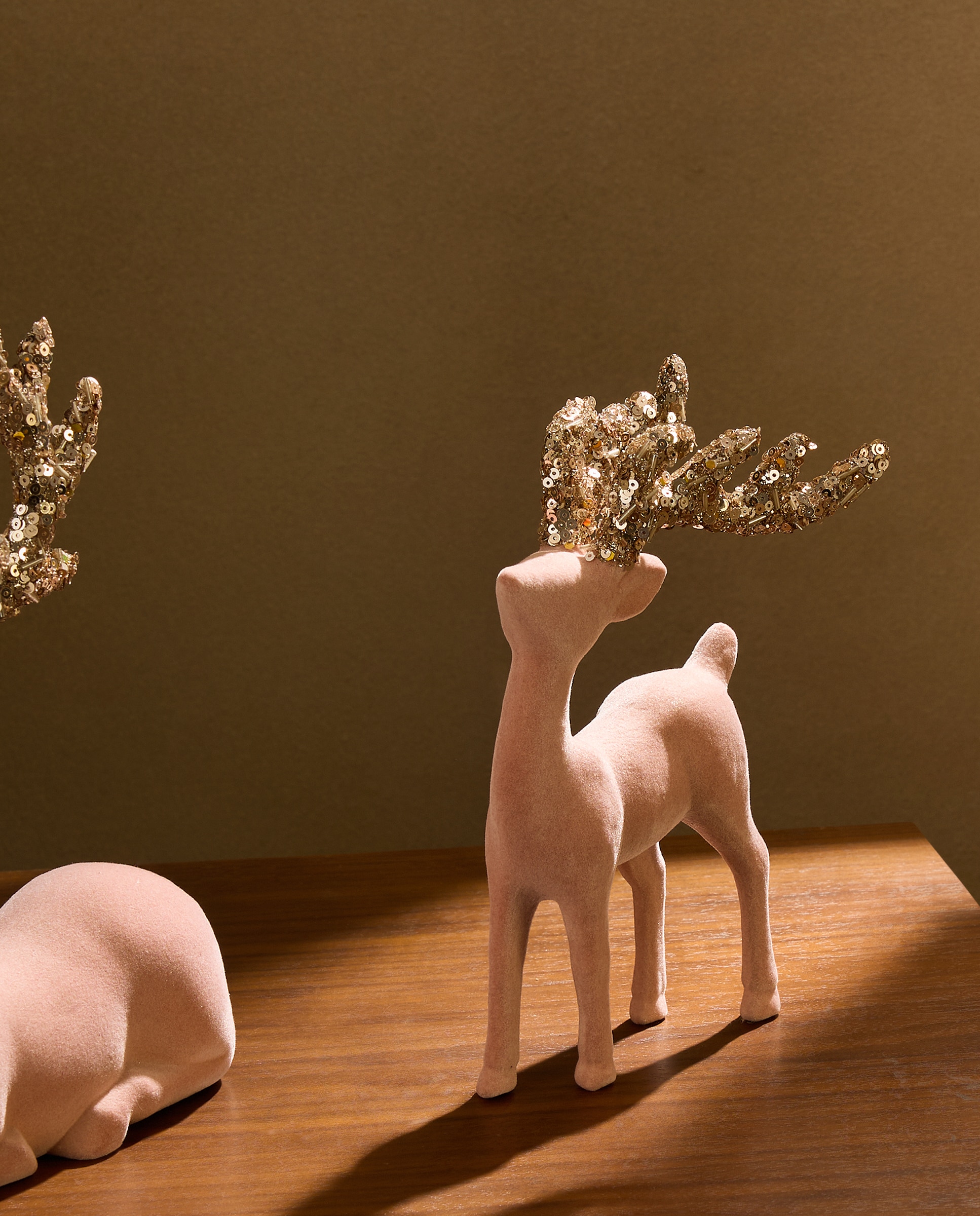 Figura Reno flocado glitter Navidad El Corte Inglés - Rosa Rosa-1