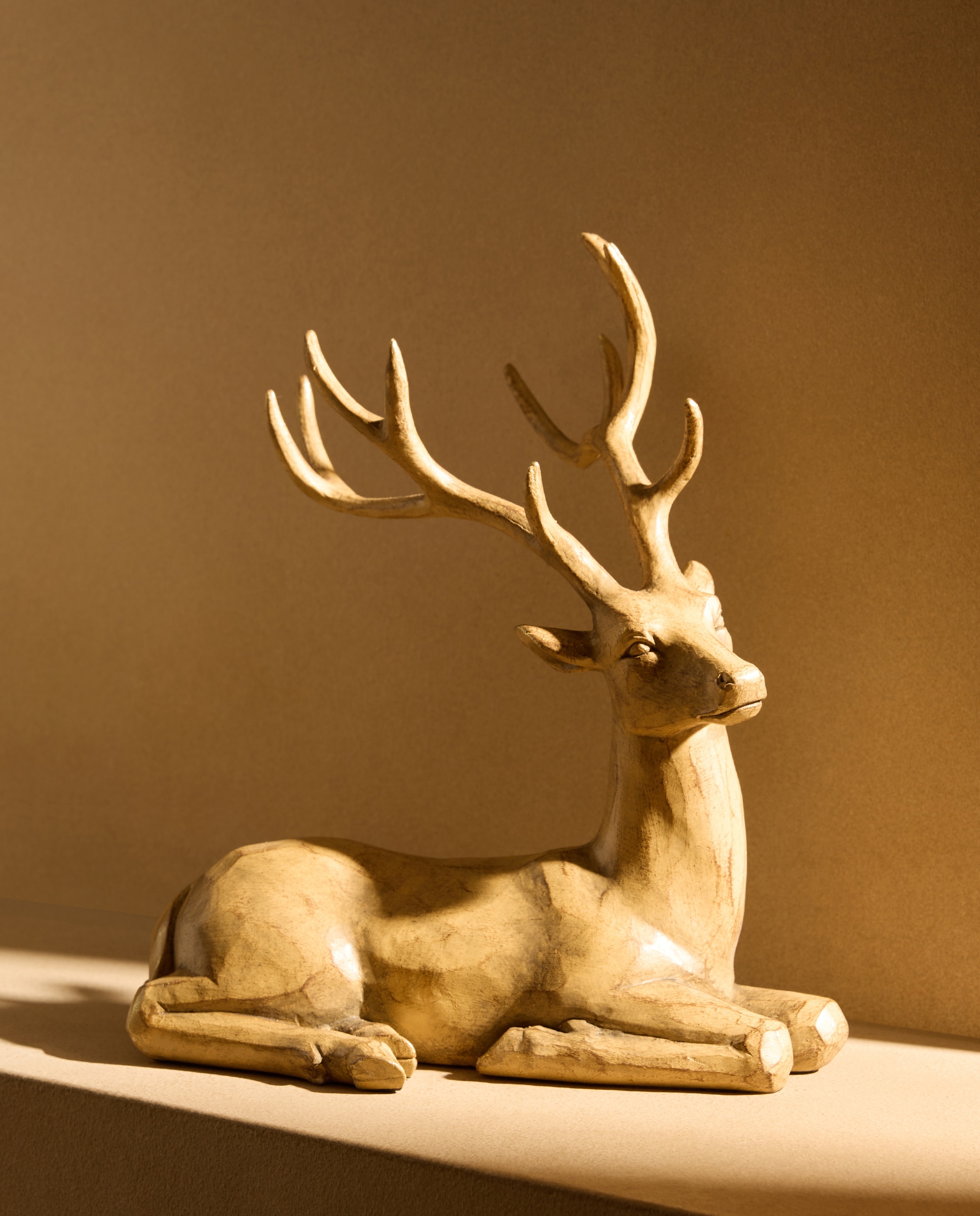 Figura Reno de madera tumbado Navidad - Natural Natural-1