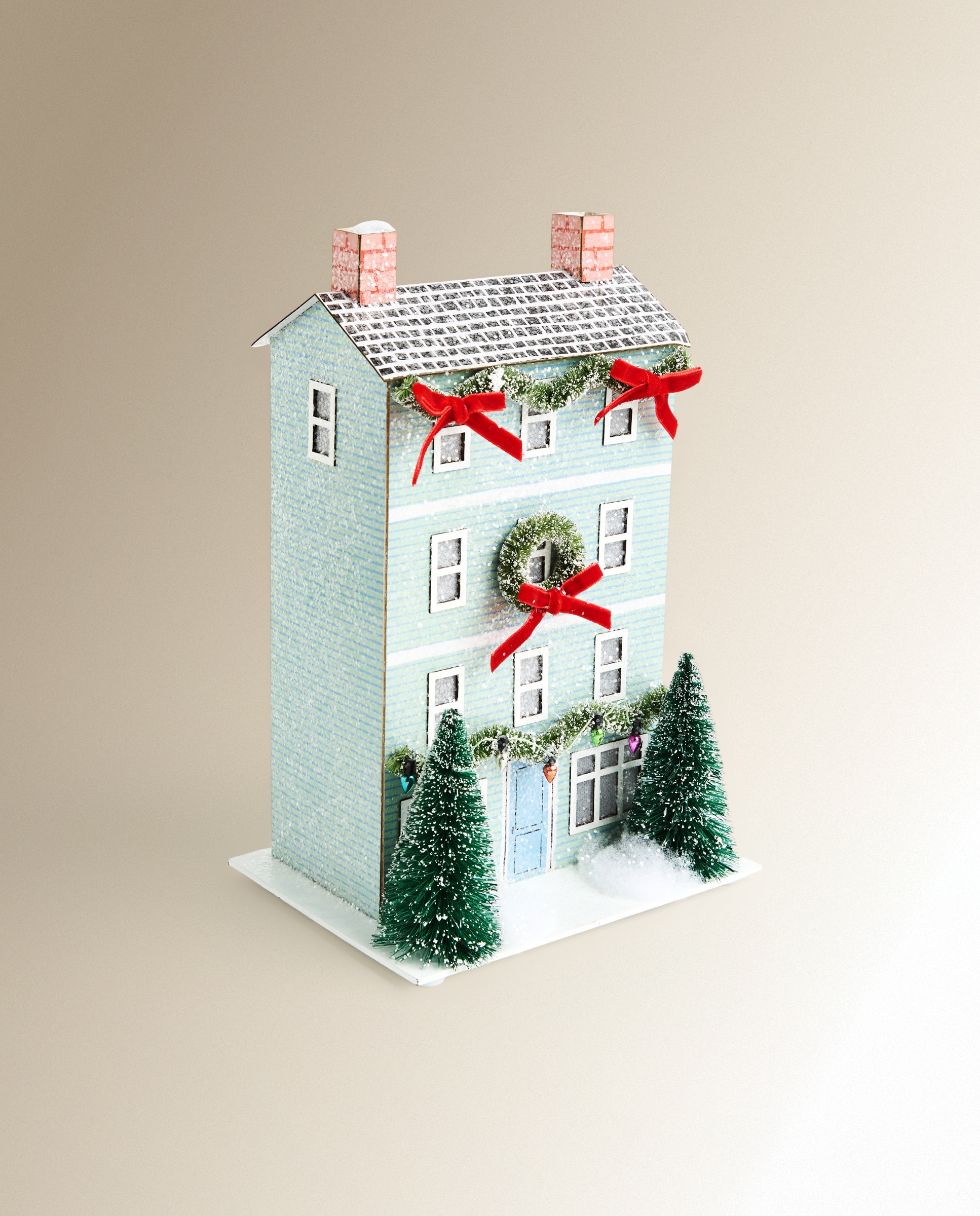 Figura Casa con luz Lazos Glitter Navidad - Verde claro Verde claro-3