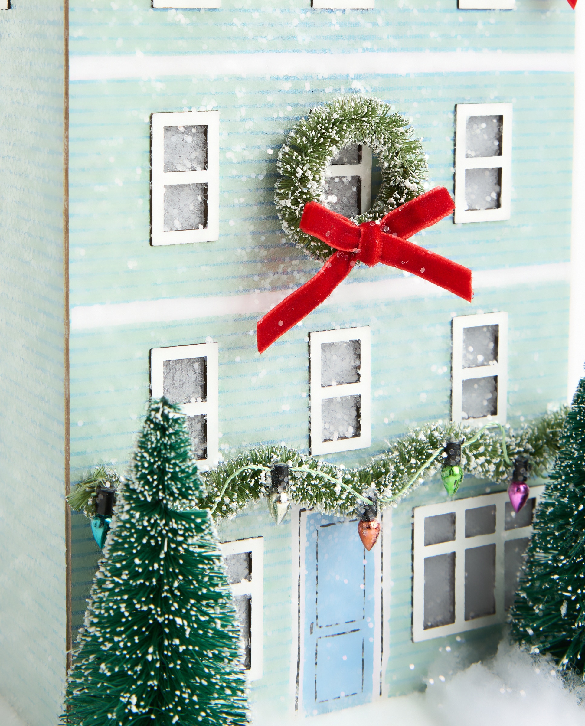 Figura Casa con luz Lazos Glitter Navidad - Verde claro Verde claro-4