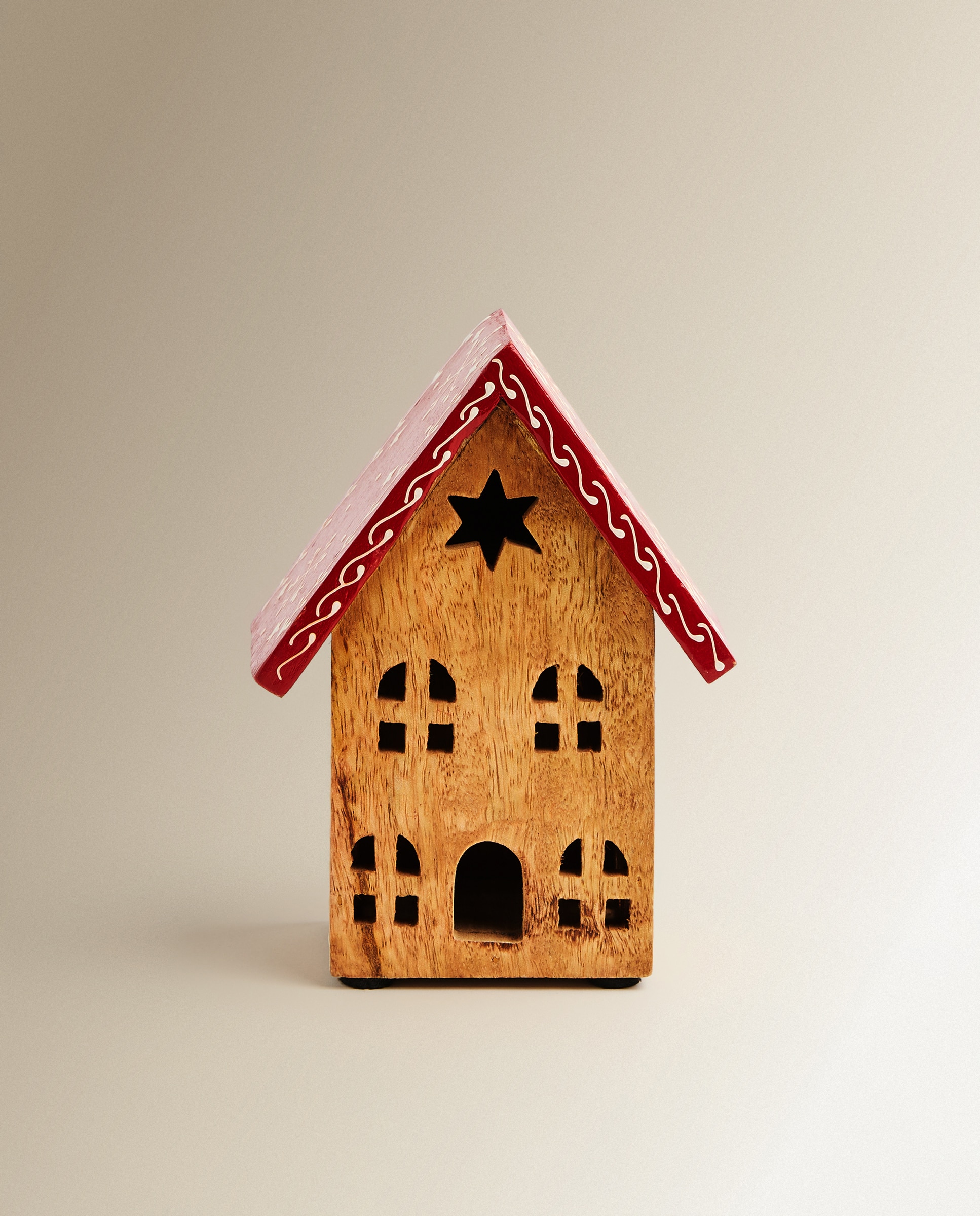 Figura Casa com Telhado Natal Vermelho-2
