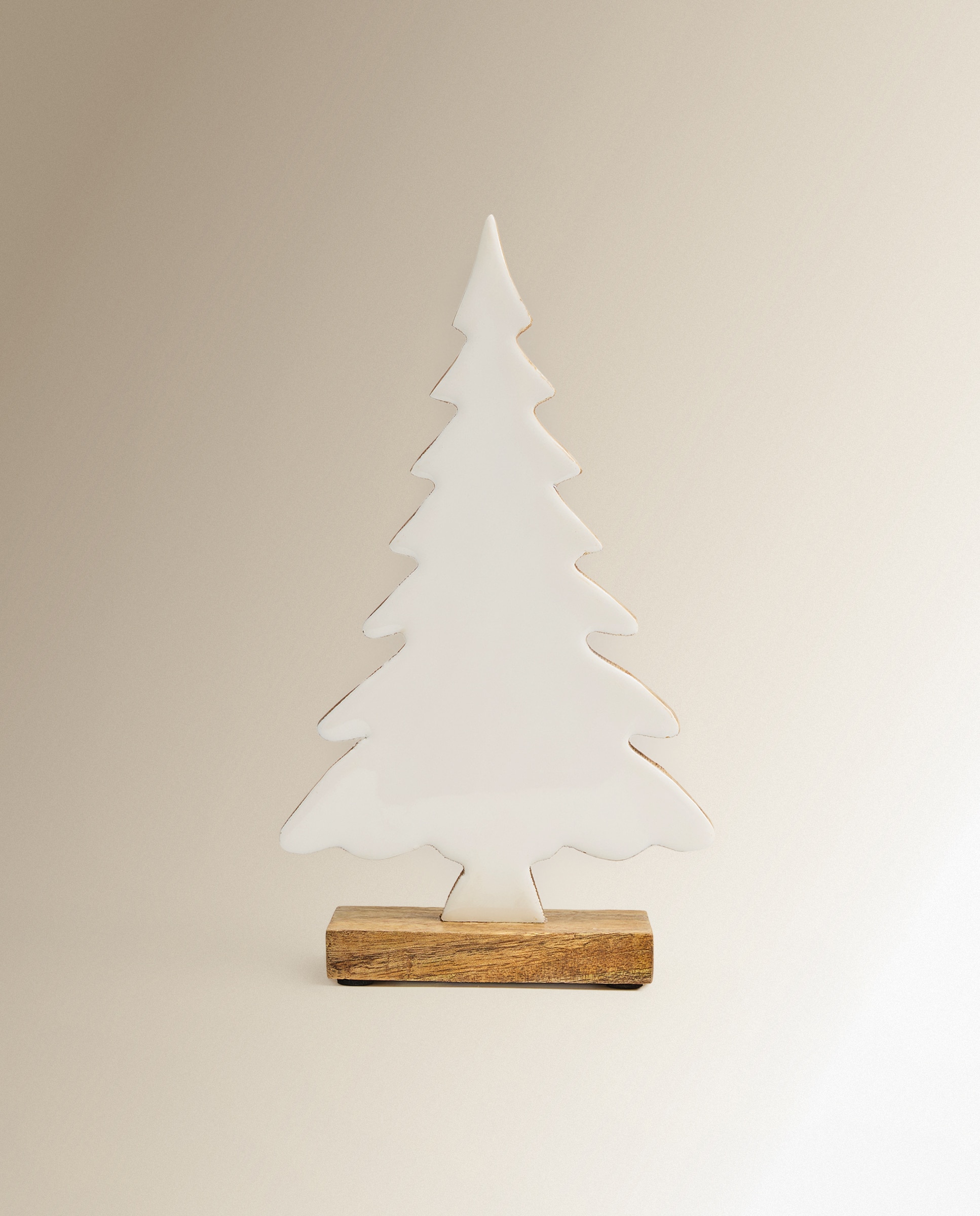 Figura Árvore Plana de Madeira Natal Branco-2
