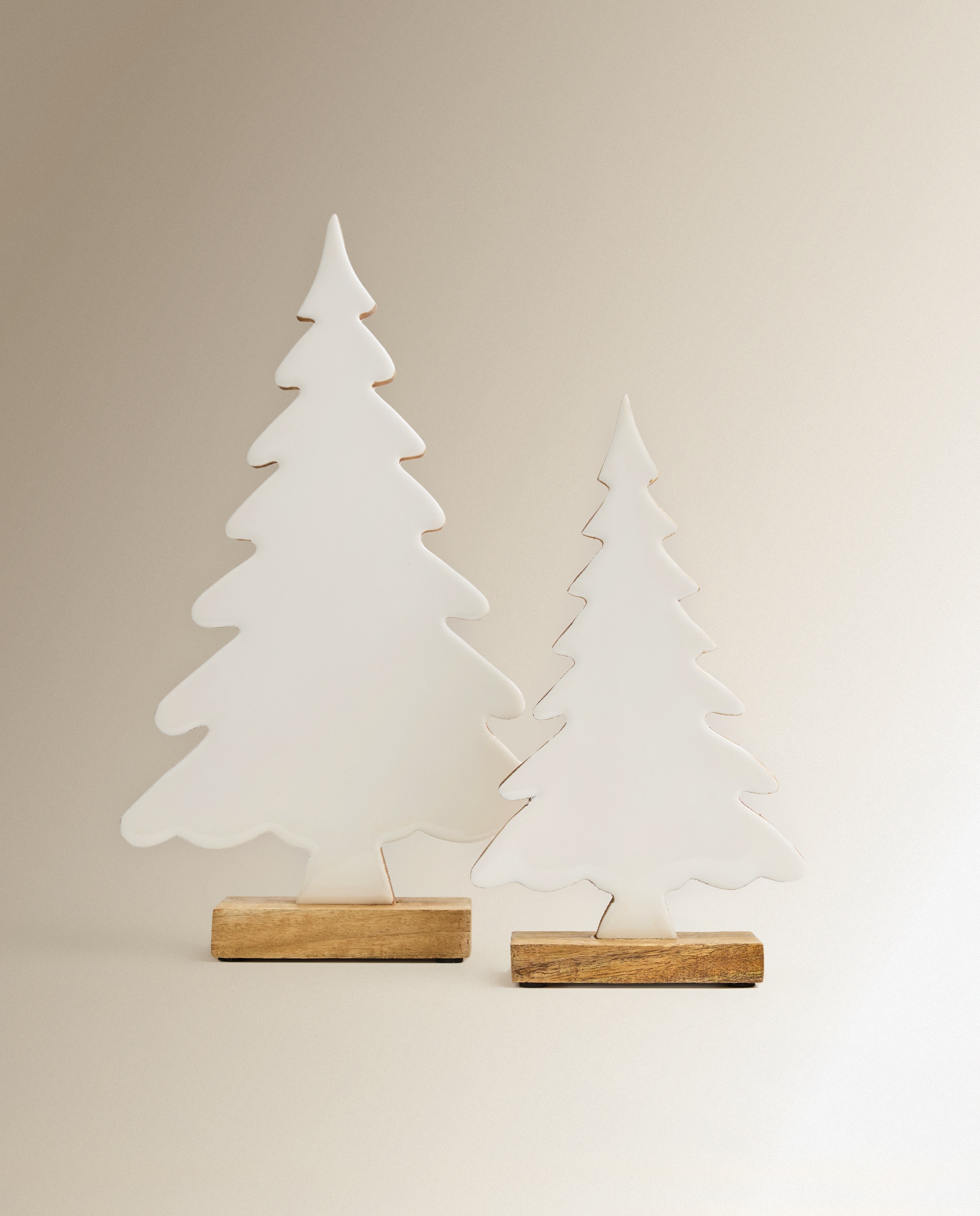 Figura Árvore Plana de Madeira Natal Branco-5