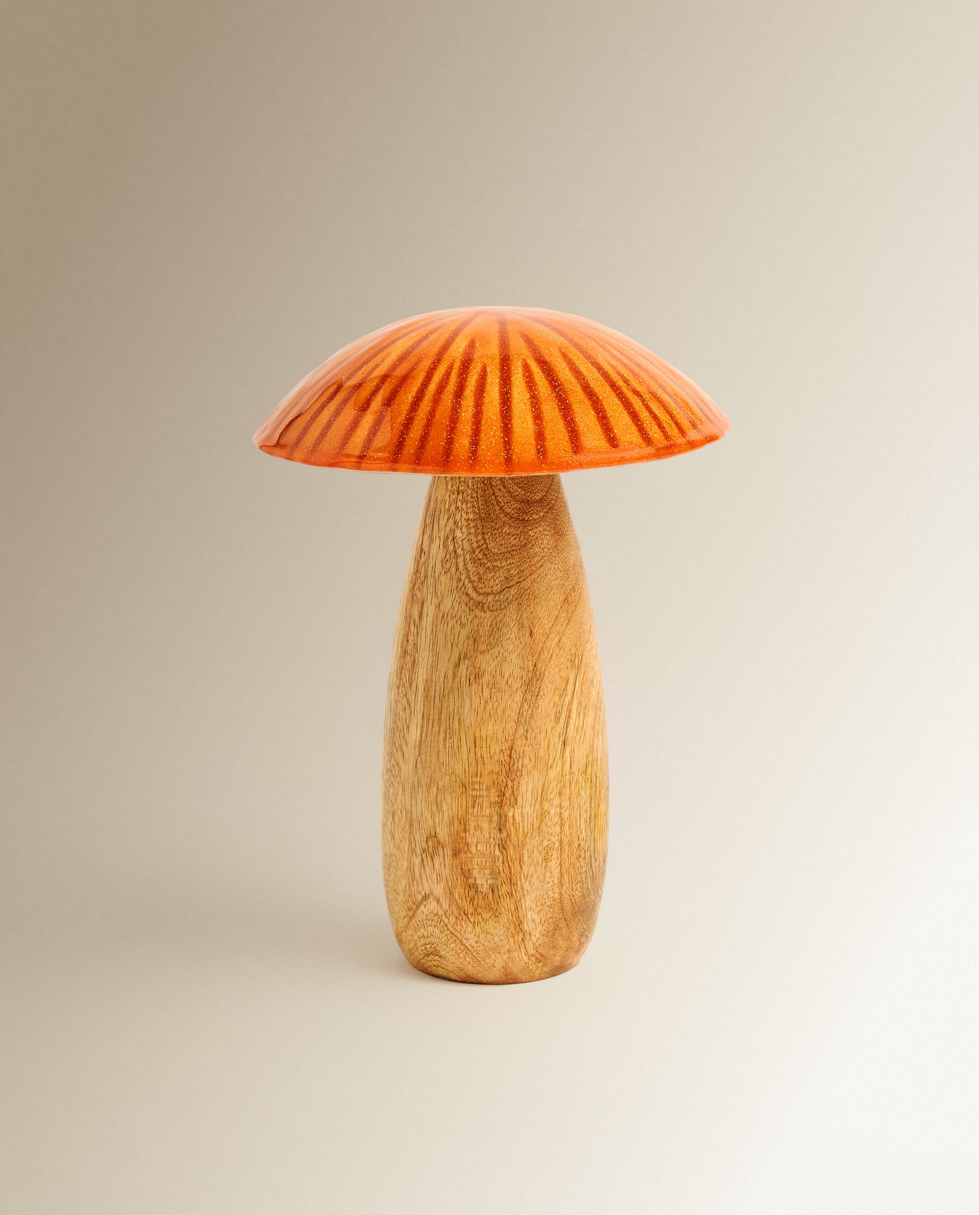 Figura Cogumelo de Madeira Médio Natal Laranja-2