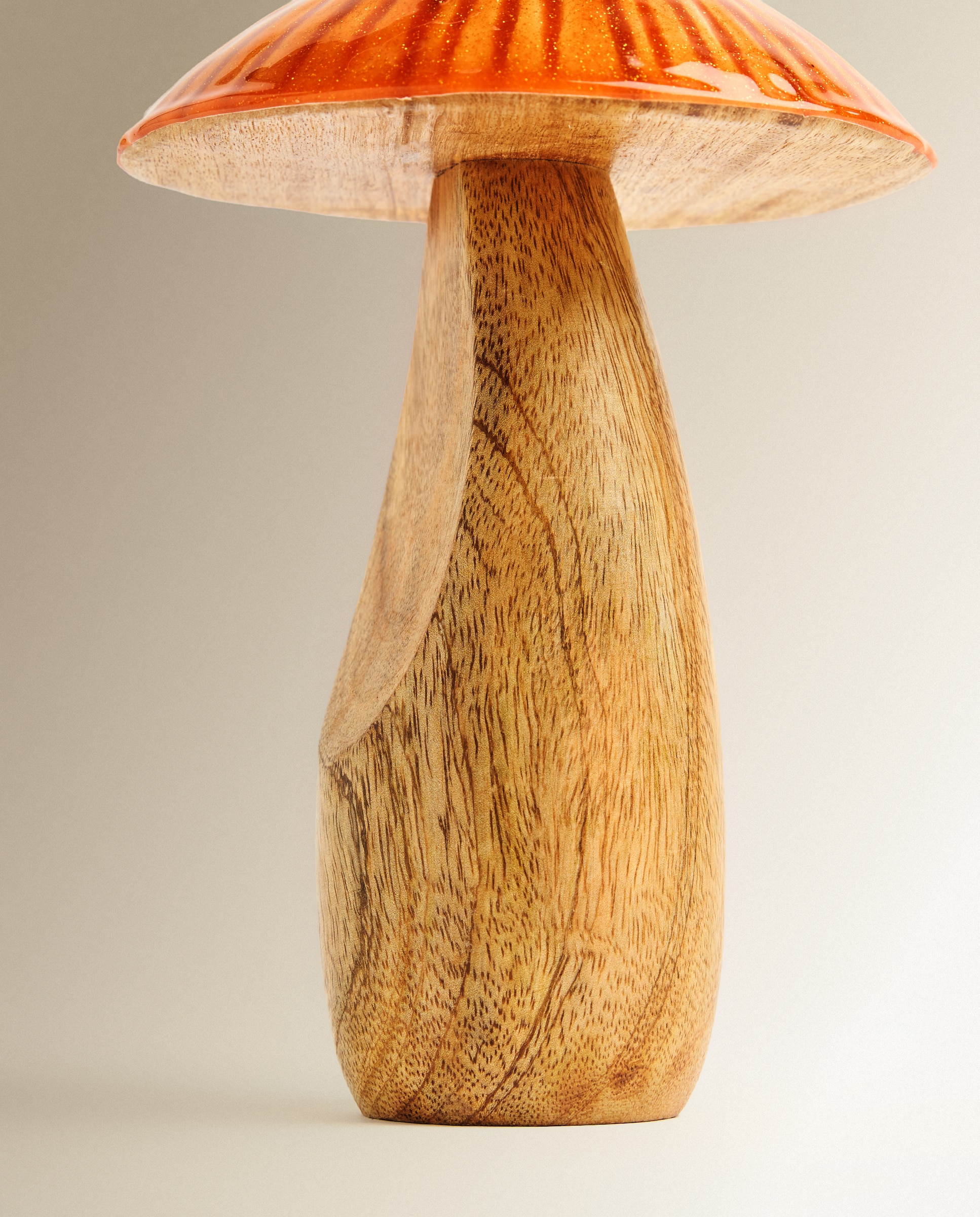 Figura Cogumelo de Madeira Médio Natal Laranja-4