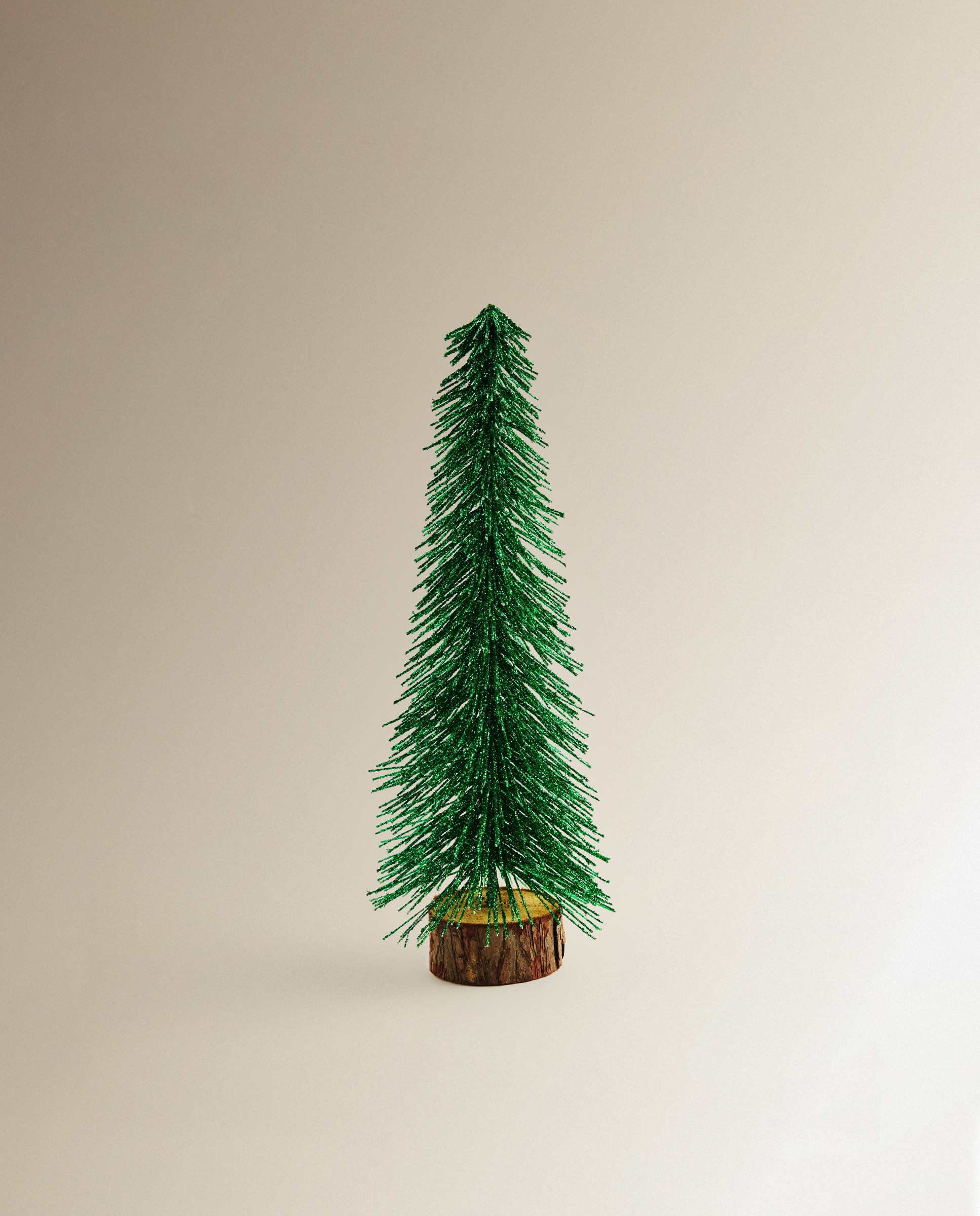 Árvore de Mesa com Base de Madeira Natal Verde-2