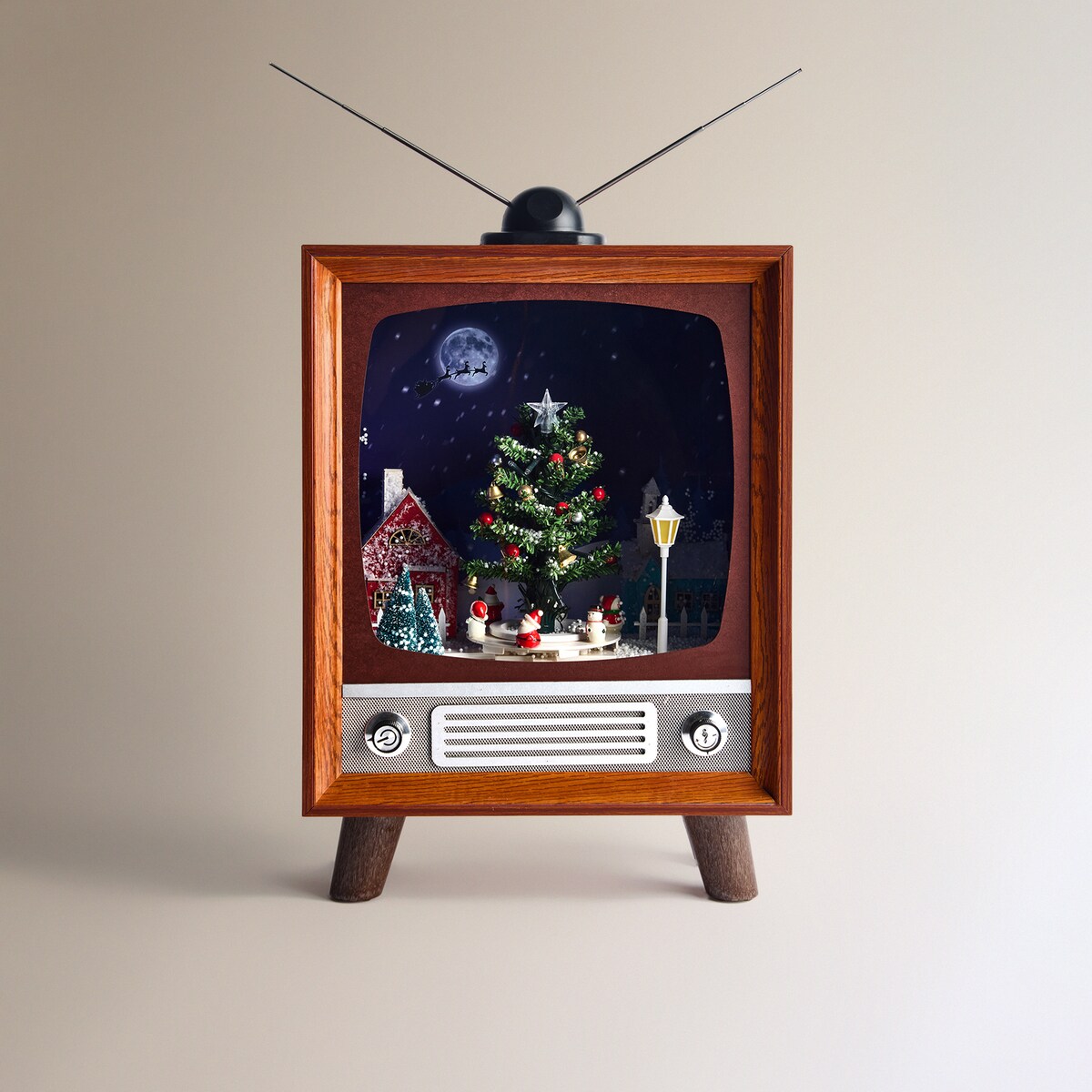 Figura Televisão com Árvore com Luz LED Castanho-3