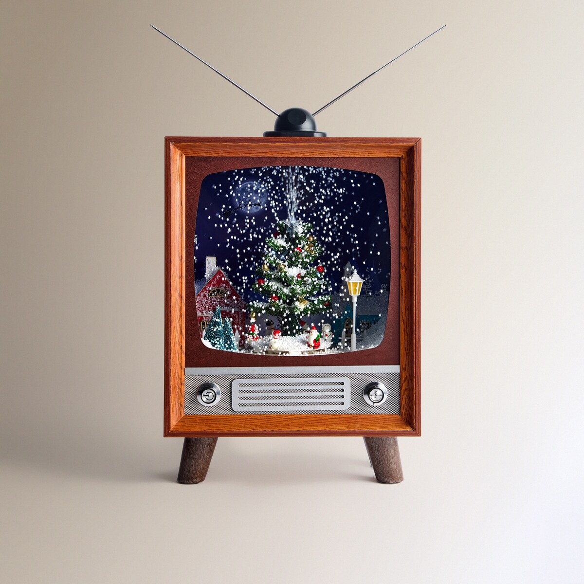 Figura Televisão com Árvore com Luz LED Castanho-4