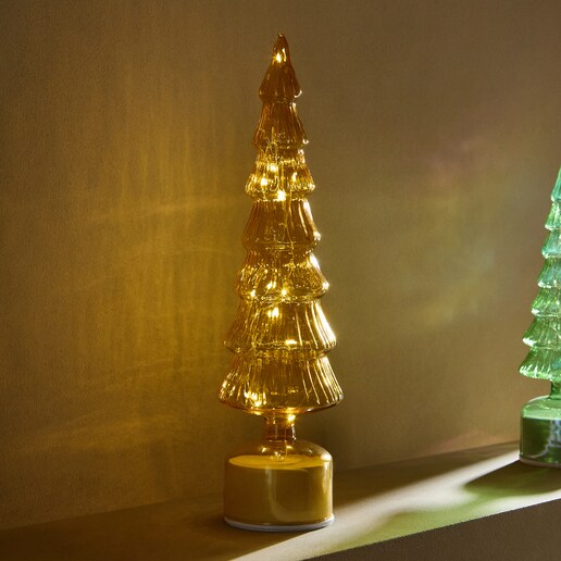 Figura árbol de cristal con 12 luces LED Navidad