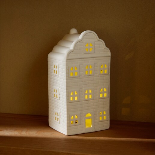 Figura casa holandesa de cerámica con luz LED Navidad