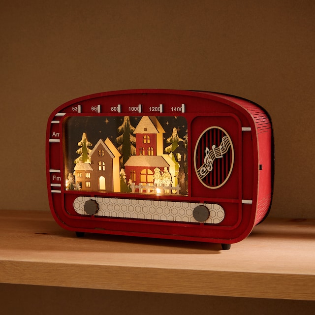 Imagen 0 de Figura radio vintage de madera con 5 luces LED Navidad