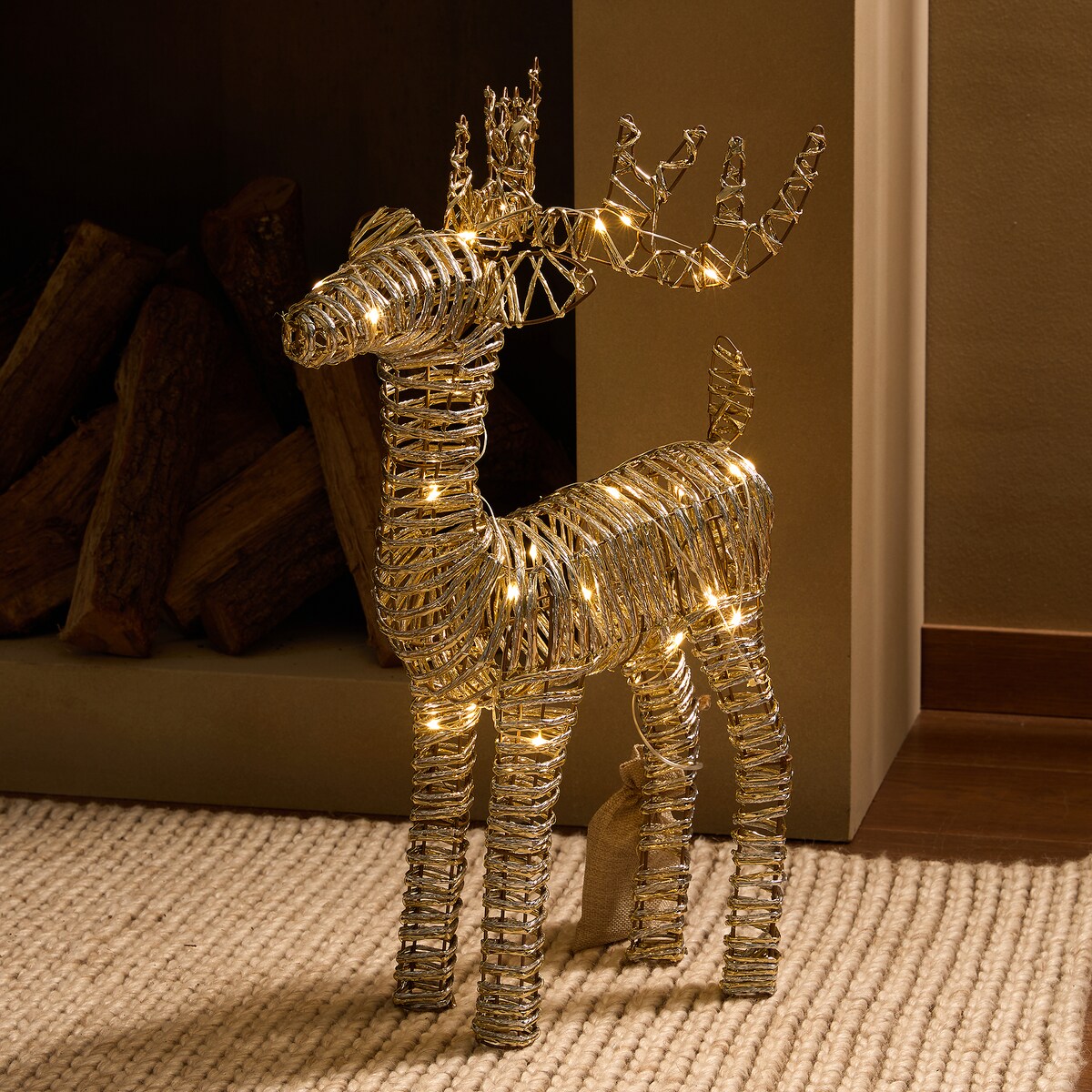 Figura Reno de pie con luz LED Navidad El Corte Inglés Blanco-1