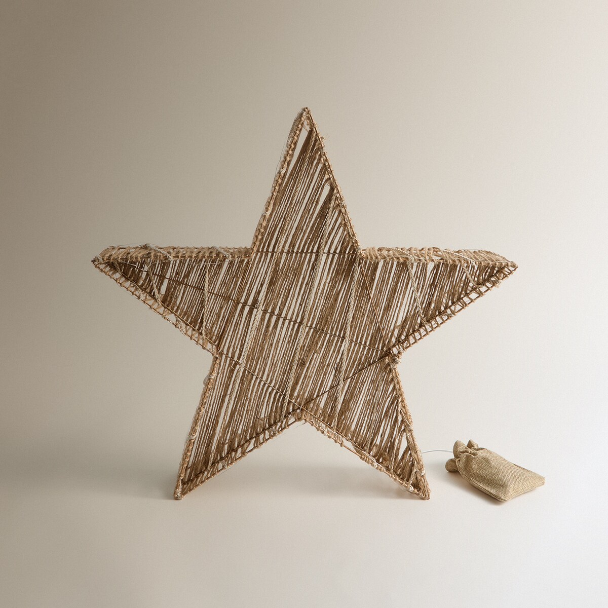 Figura estrella de fibra con 60 luces LED Navidad Natural-2