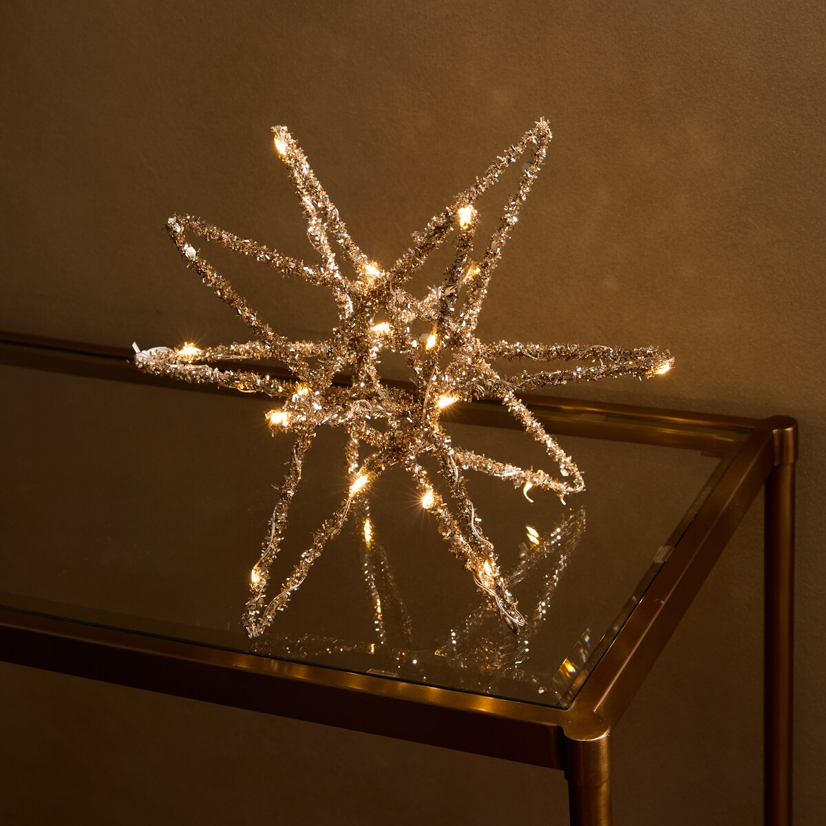 Estrella espumillón dorada con 20 luces LED Navidad El Corte Inglés Oro-1