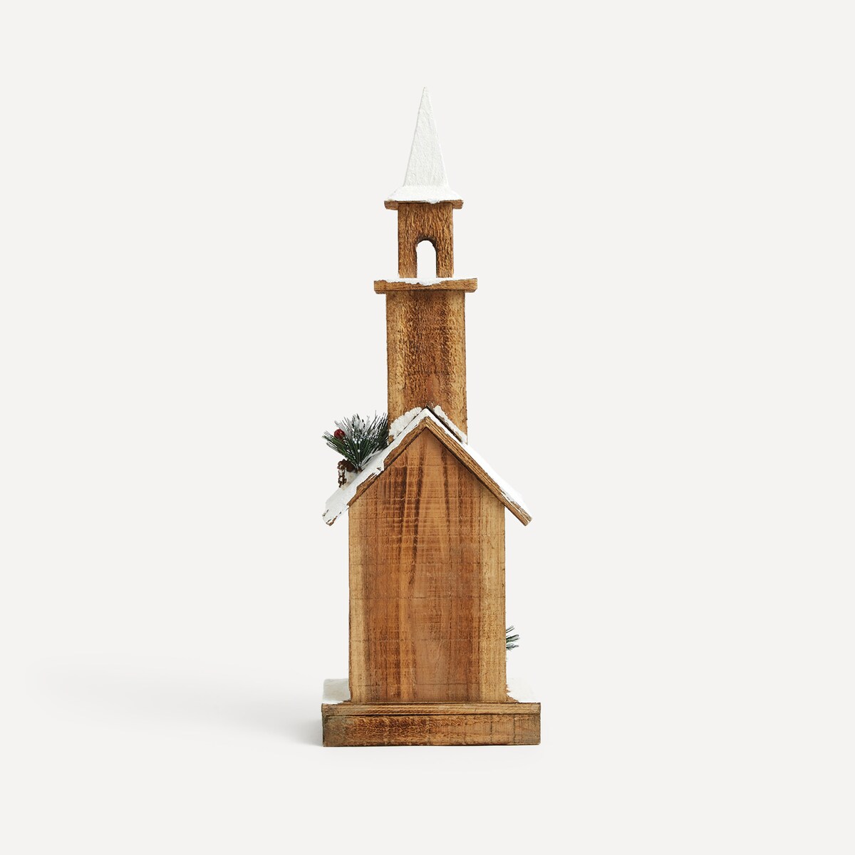 Figura Iglesia de madera con 10 luces LED Navidad Natural-6