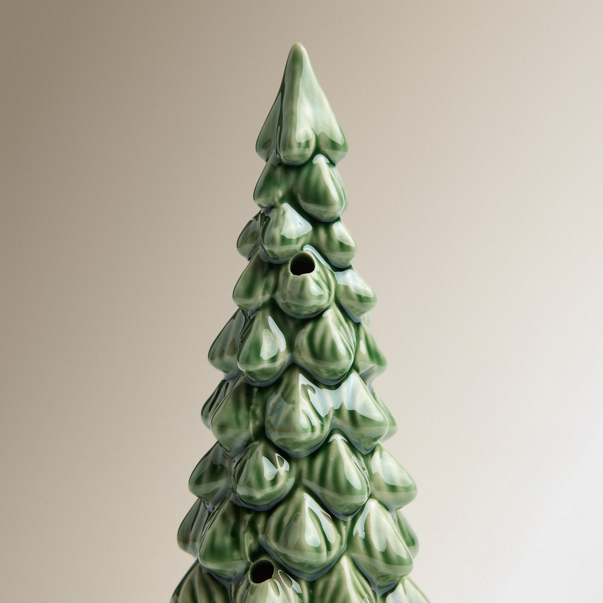 Imagen 3 de Figura árbol de cerámica con luz LED Navidad - Verde Verde