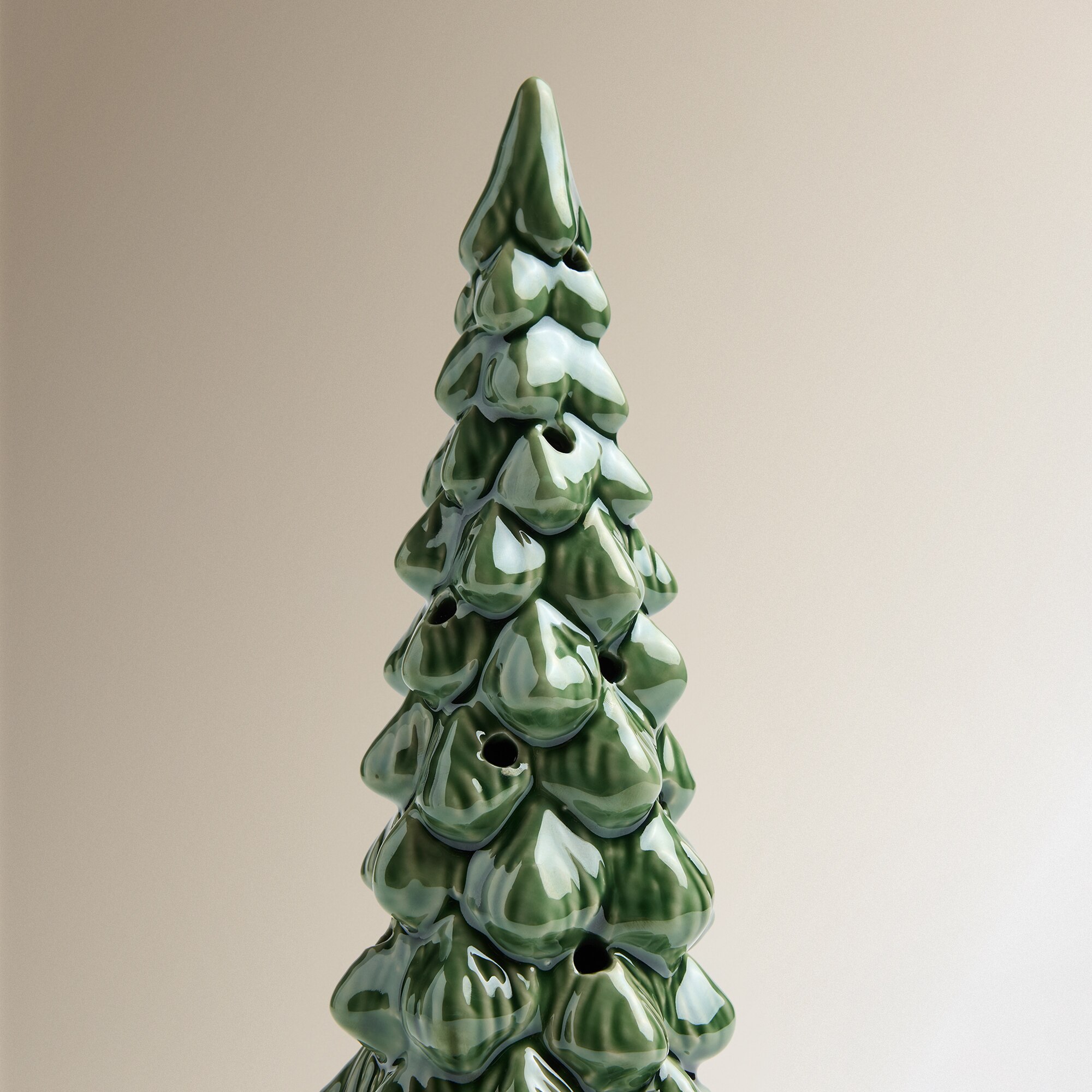 Figura Árvore de Natal de Cerâmica com Luz LED Verde-3