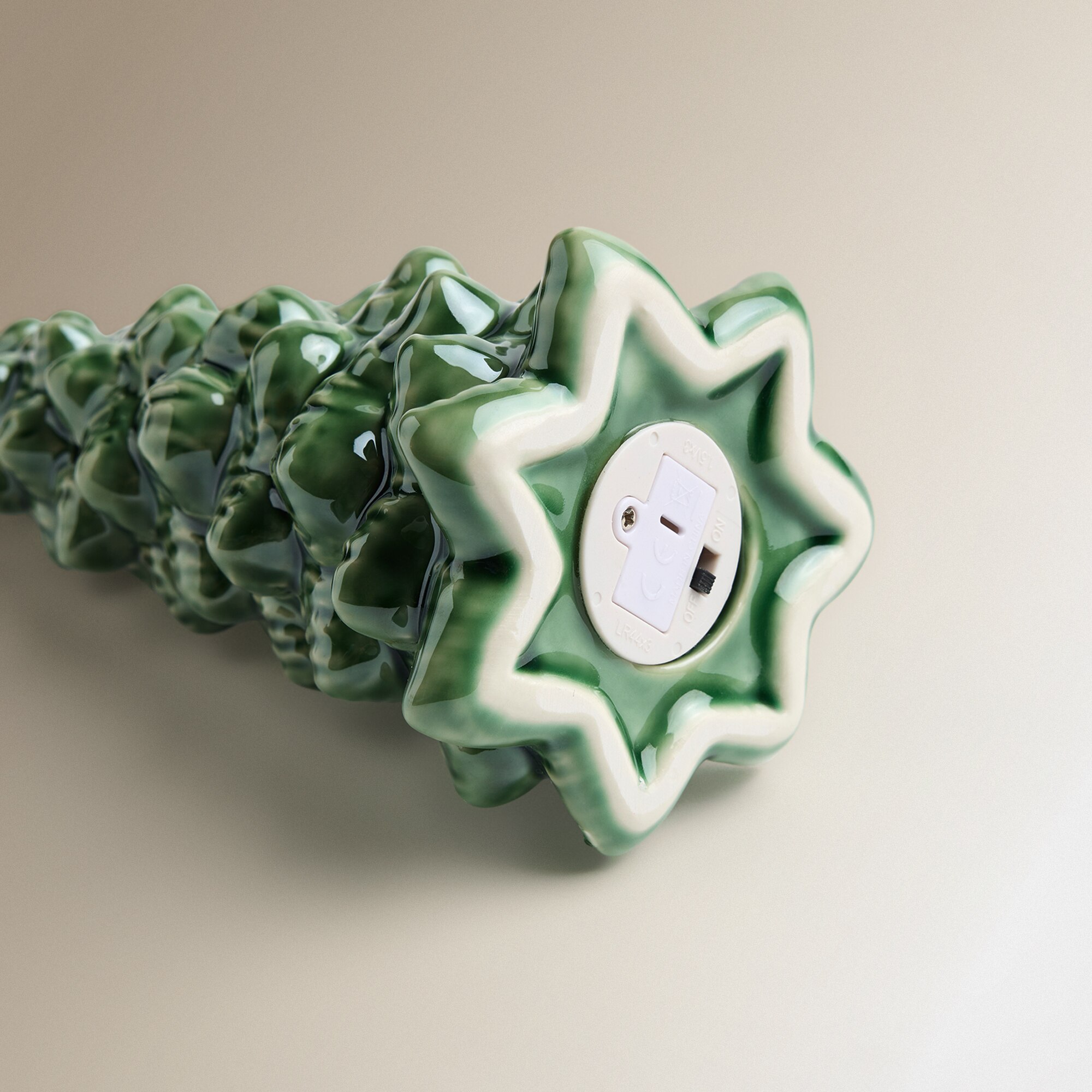 Figura Árvore de Natal de Cerâmica com Luz LED Verde-4