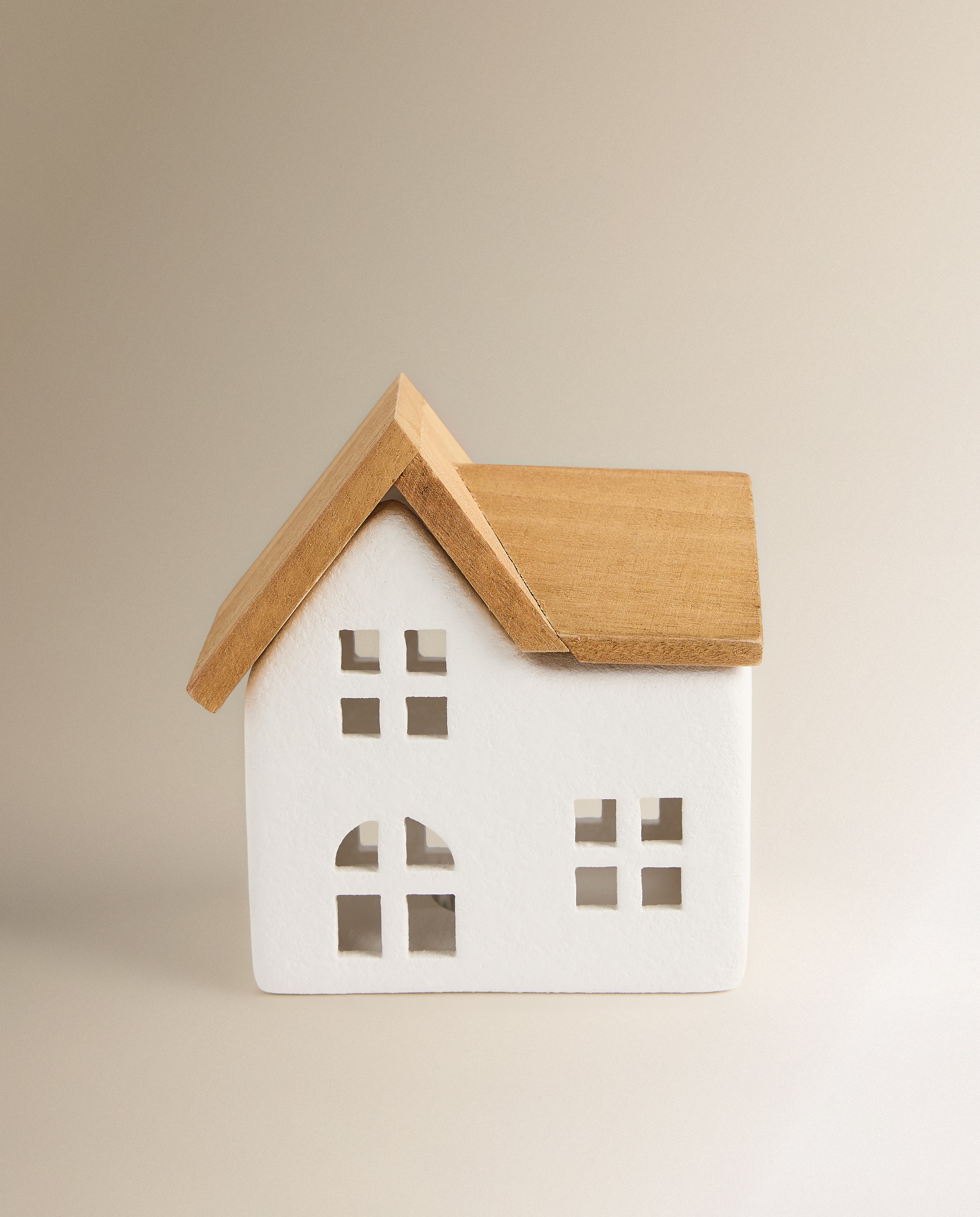 Imagen 2 de Figura Casa doble de cerámica con luz LED Navidad - Blanco Blanco