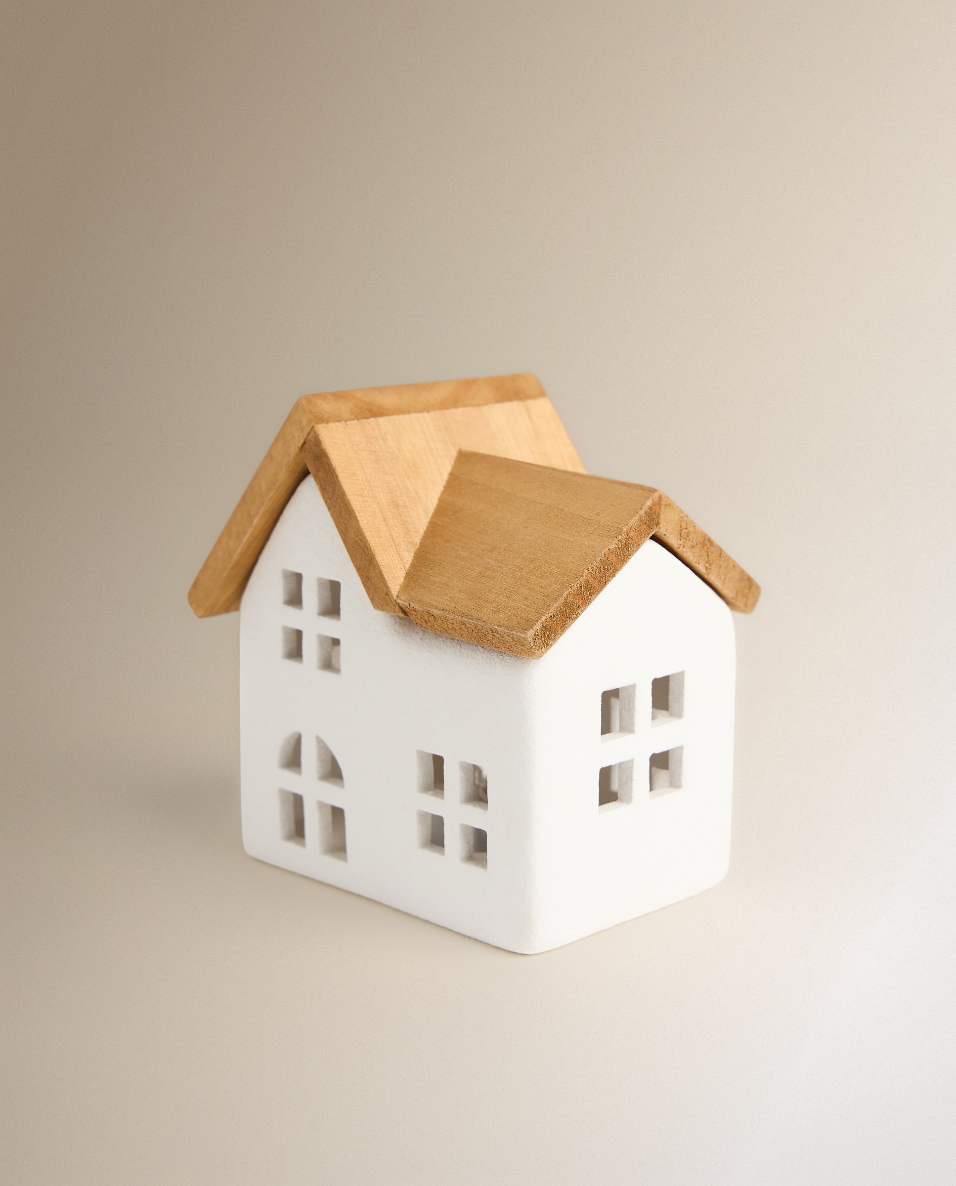 Imagen 3 de Figura Casa doble de cerámica con luz LED Navidad - Blanco Blanco