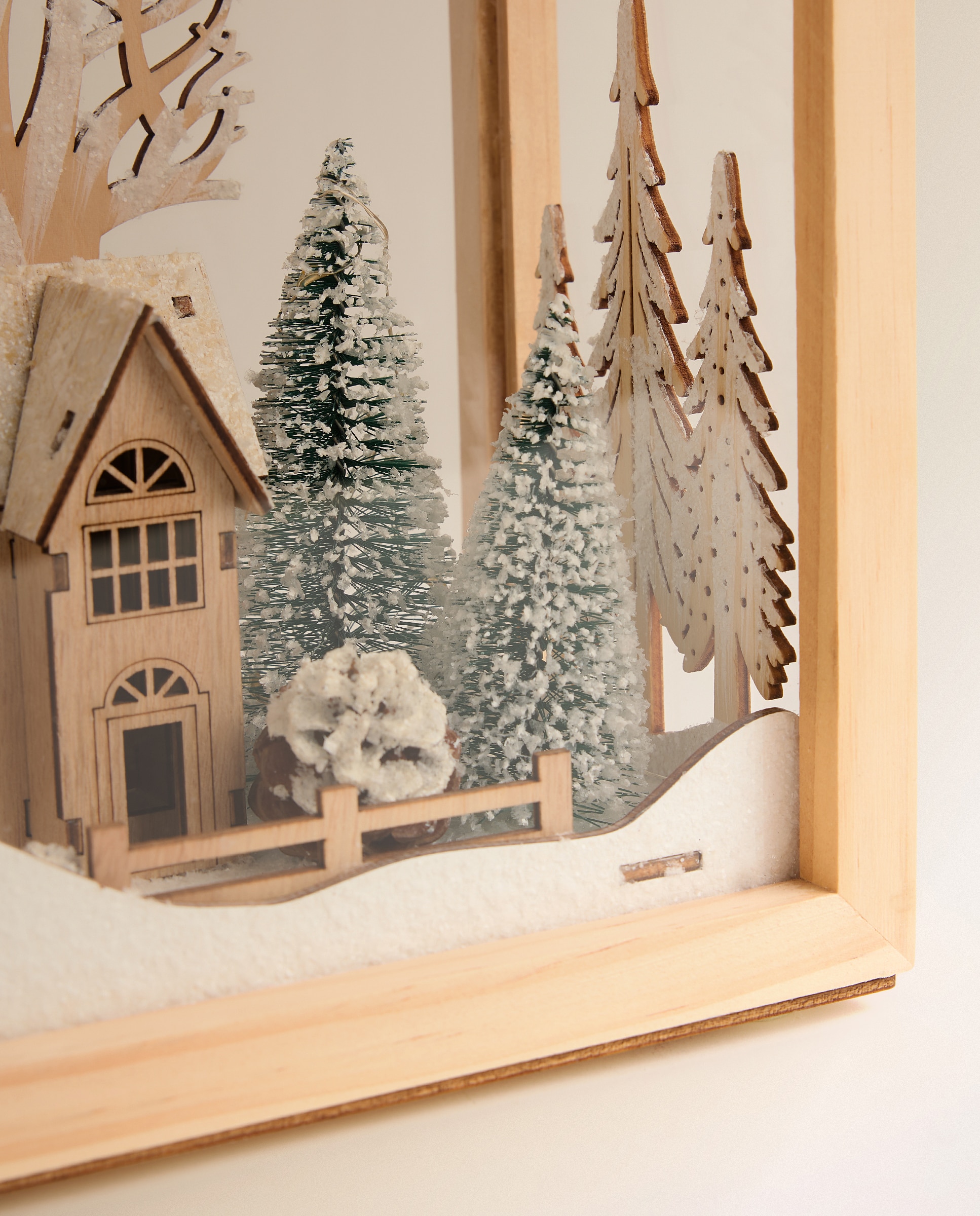Caja Paisaje con luz LED Navidad - Blanco Blanco-4