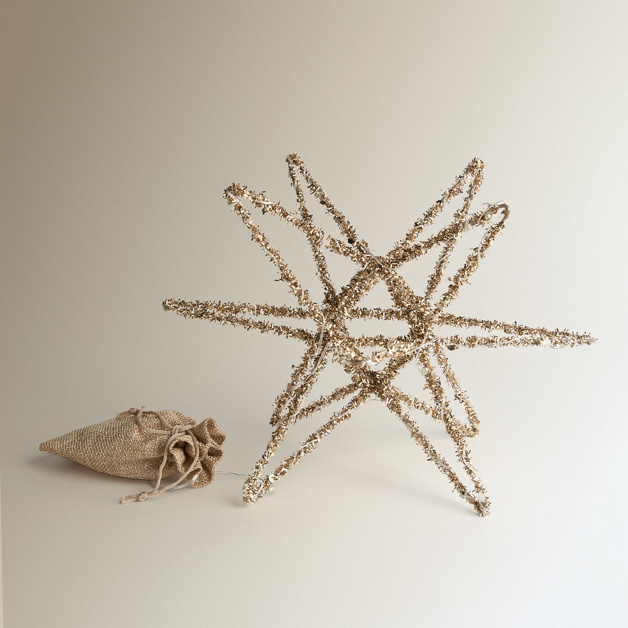 Estrela Cintilante de 20 Luzes LED - Dourado Ouro-2