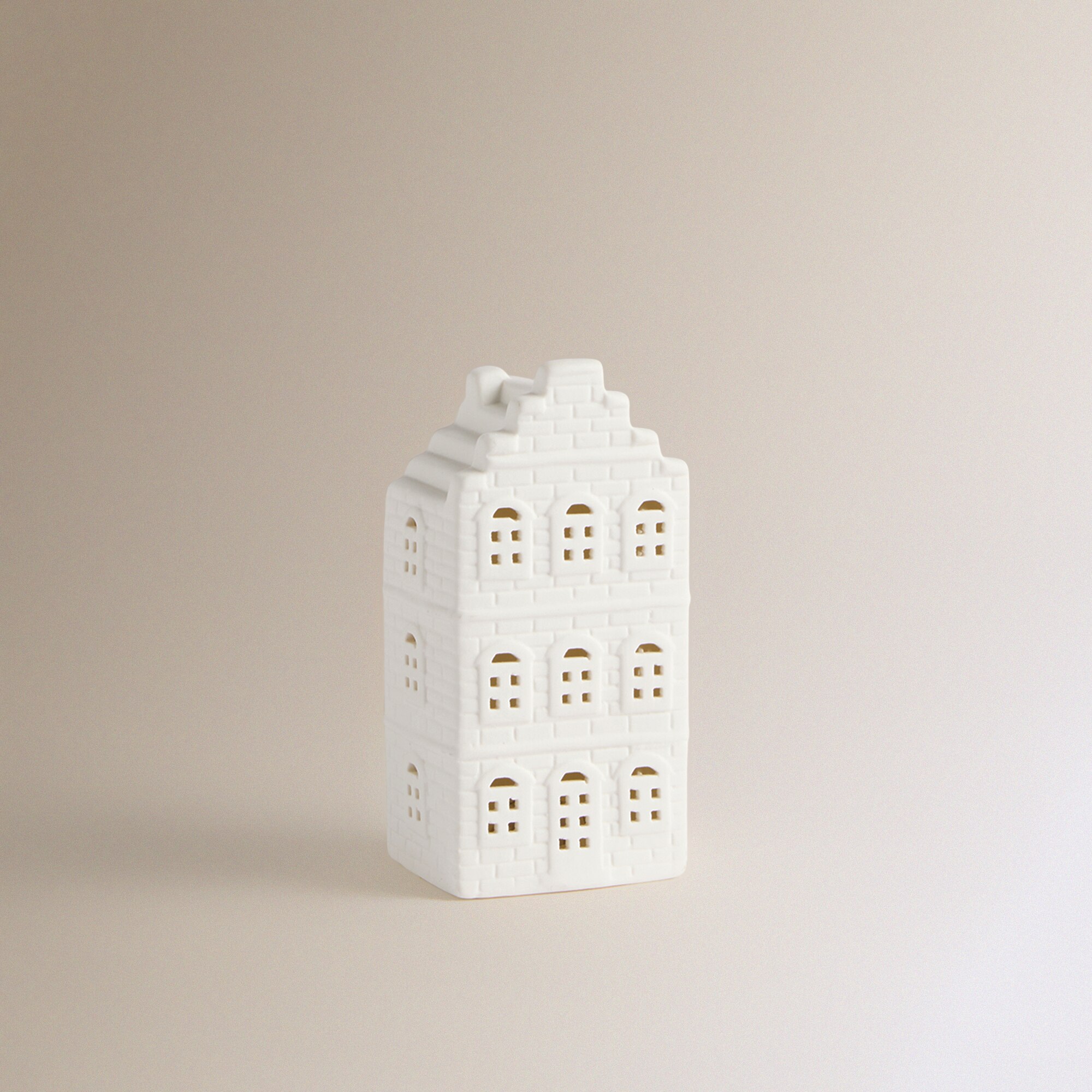 Figura Casa Holandesa de Cerâmica com Luz LED Natal Branco-2