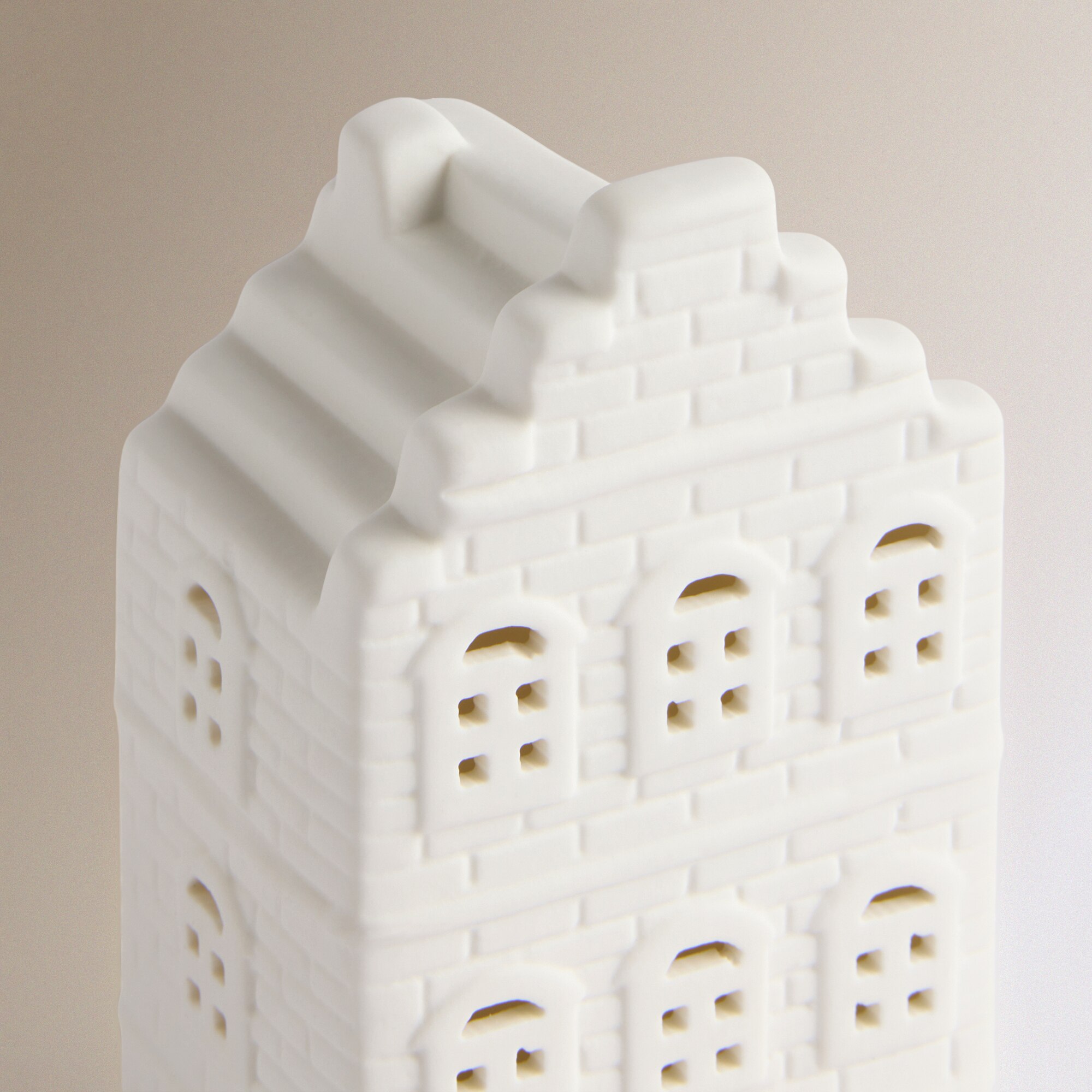 Figura Casa Holandesa de Cerâmica com Luz LED Natal Branco-3
