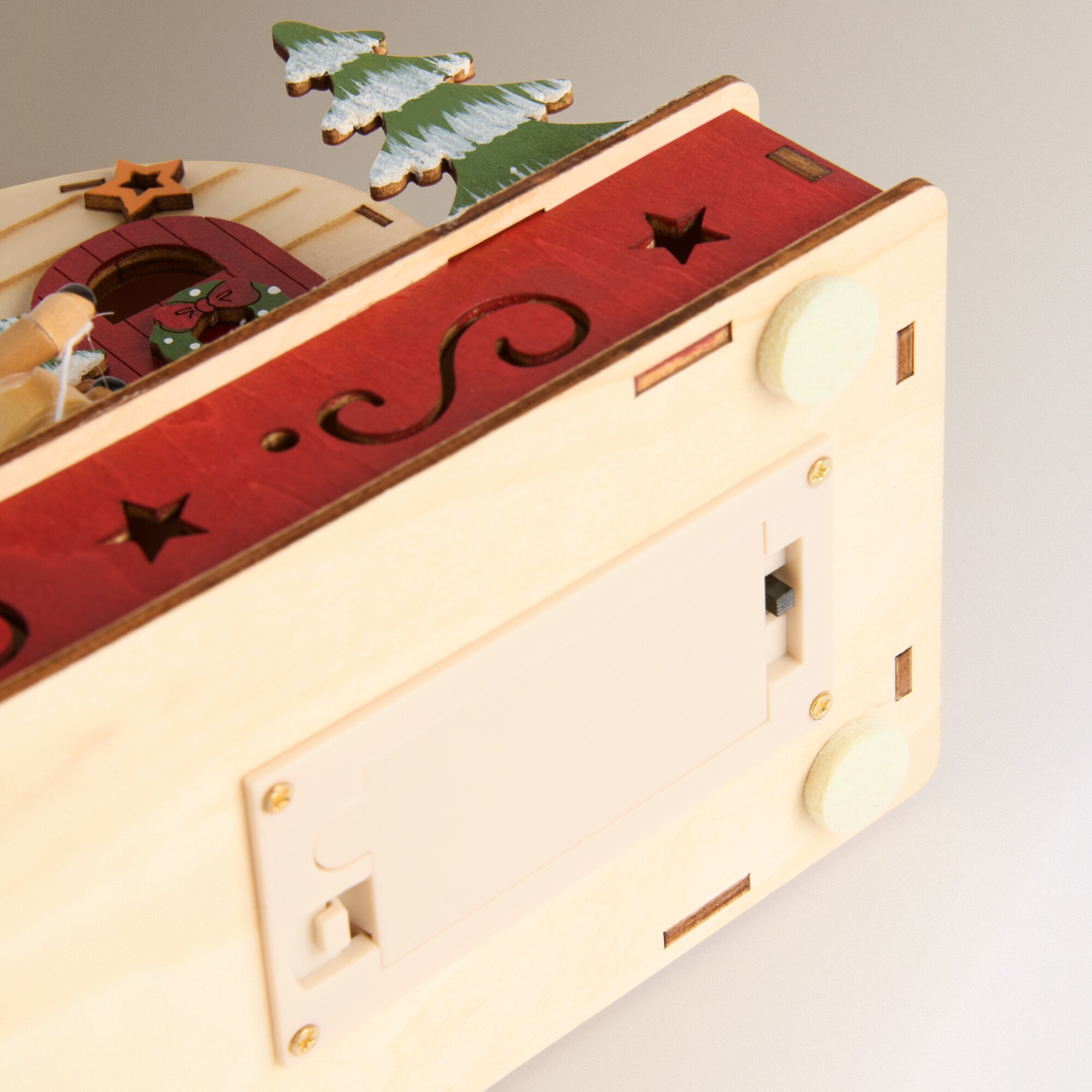 Figura Caravana de Madeira com 15 Luzes LED Natal Vermelho-4