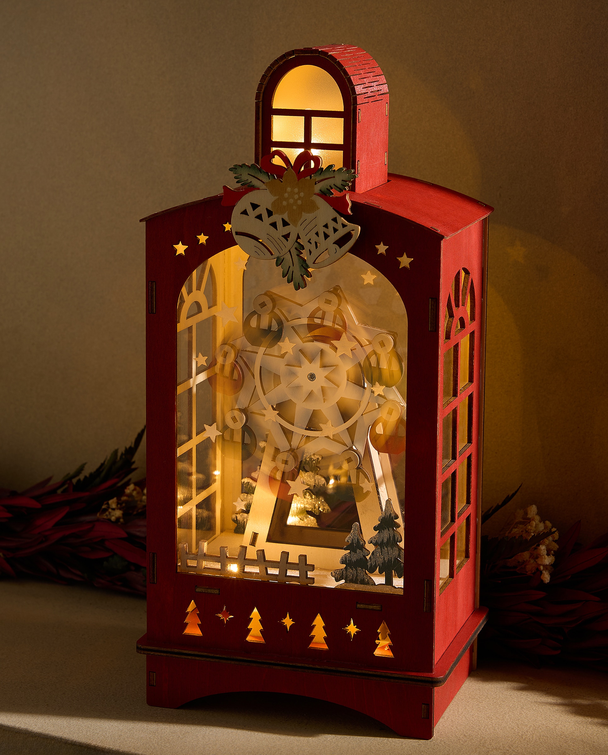 Imagem 0 de Figura de Madeira Lanterna Roda Gigante com 8 Luzes LED Natal