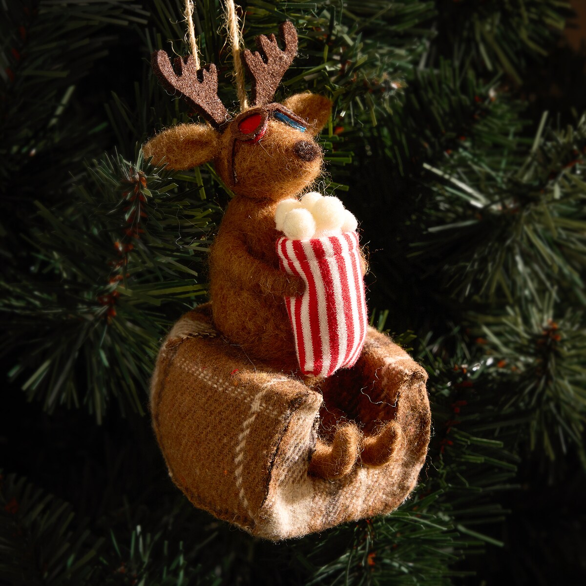 Enfeite de Feltro Rena com Pipocas Natal Multicolor-1