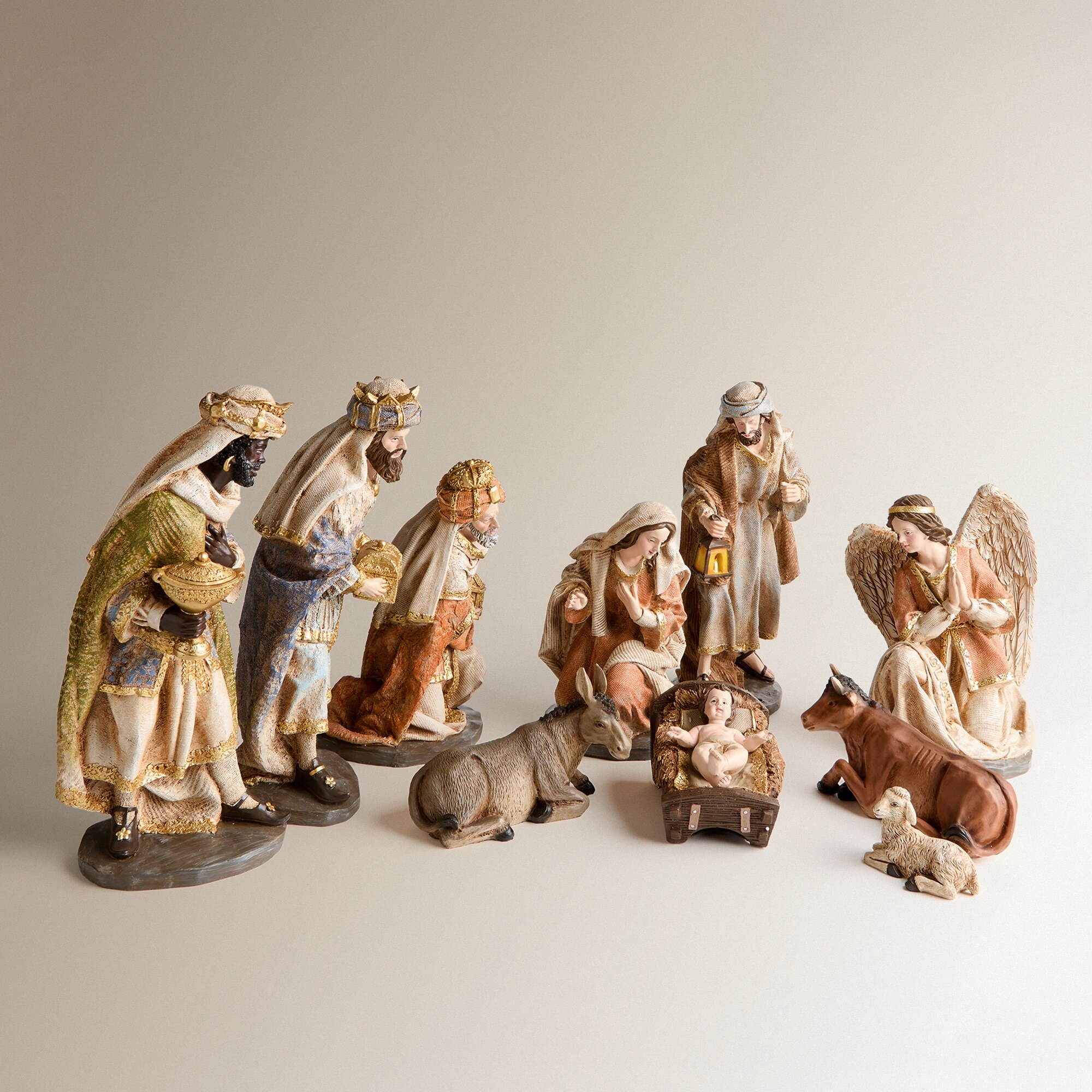 Imagem 0 de Conjunto de 8 Figuras Presépio Grande com Efeito de Tecido
