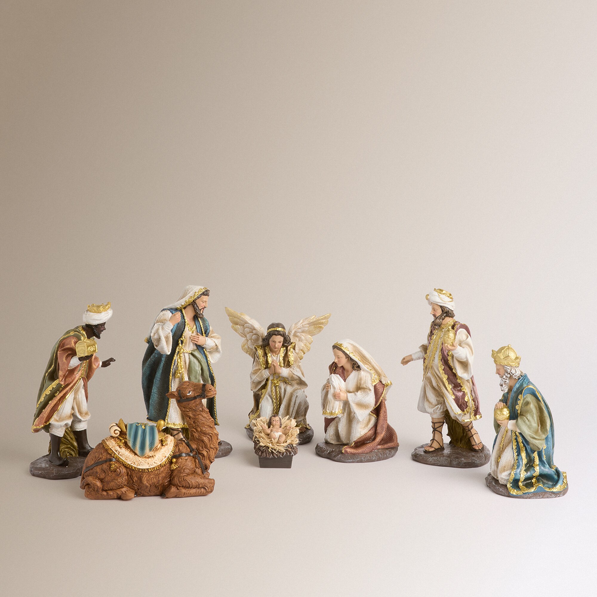 Imagem 0 de Conjunto de 8 Figuras Presépio Pequeno com Efeito de Tecido