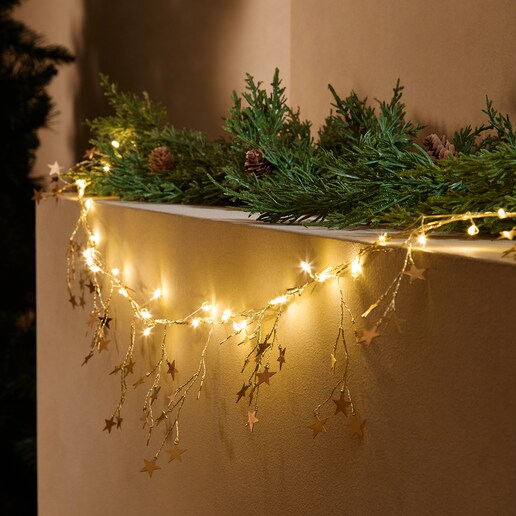 Guirnalda decorativa Estrellas metal con 60 luces LED Navidad