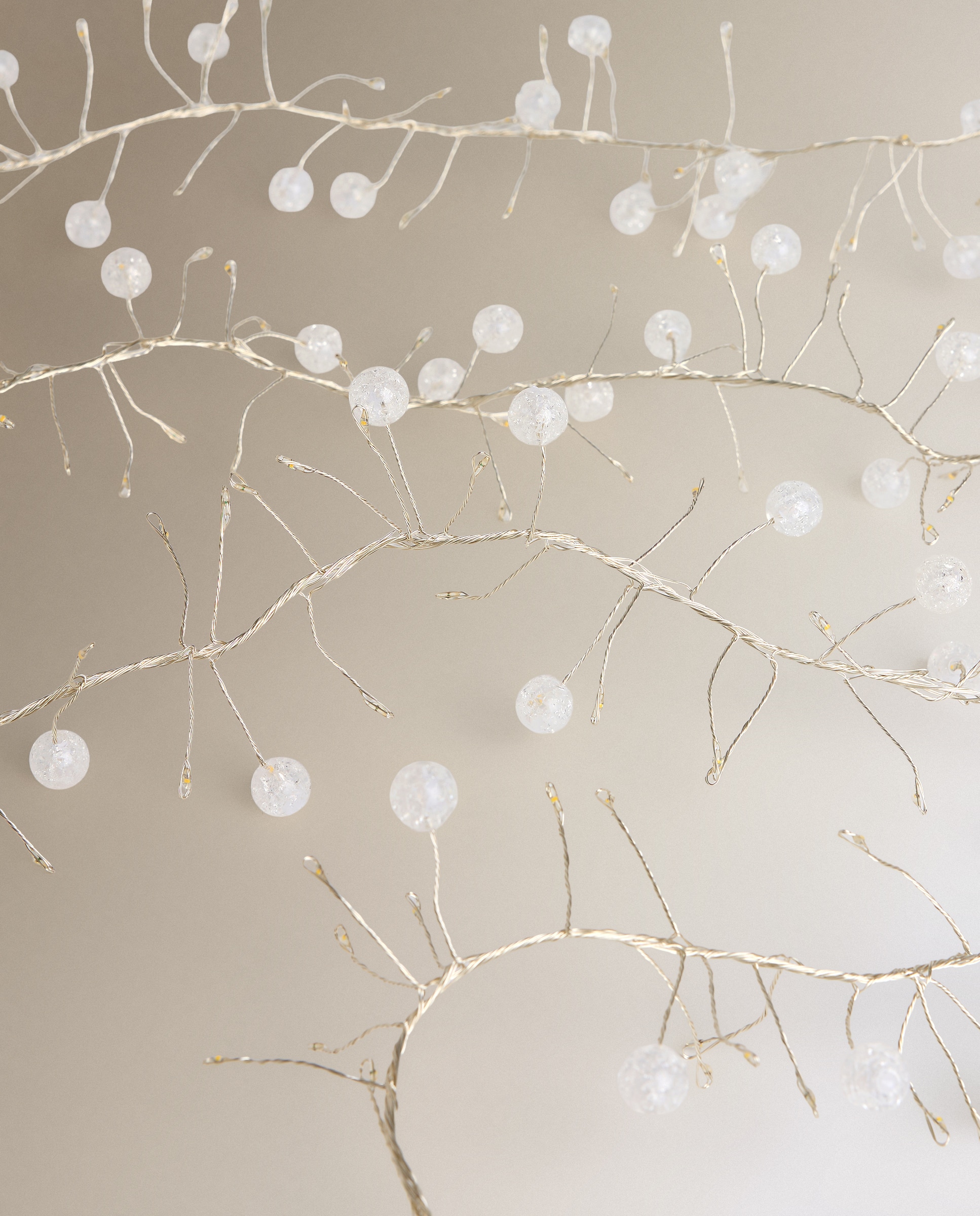 Grinalda Decorativa Bolas para Exterior com 300 Luzes LED Natal Prateado-2