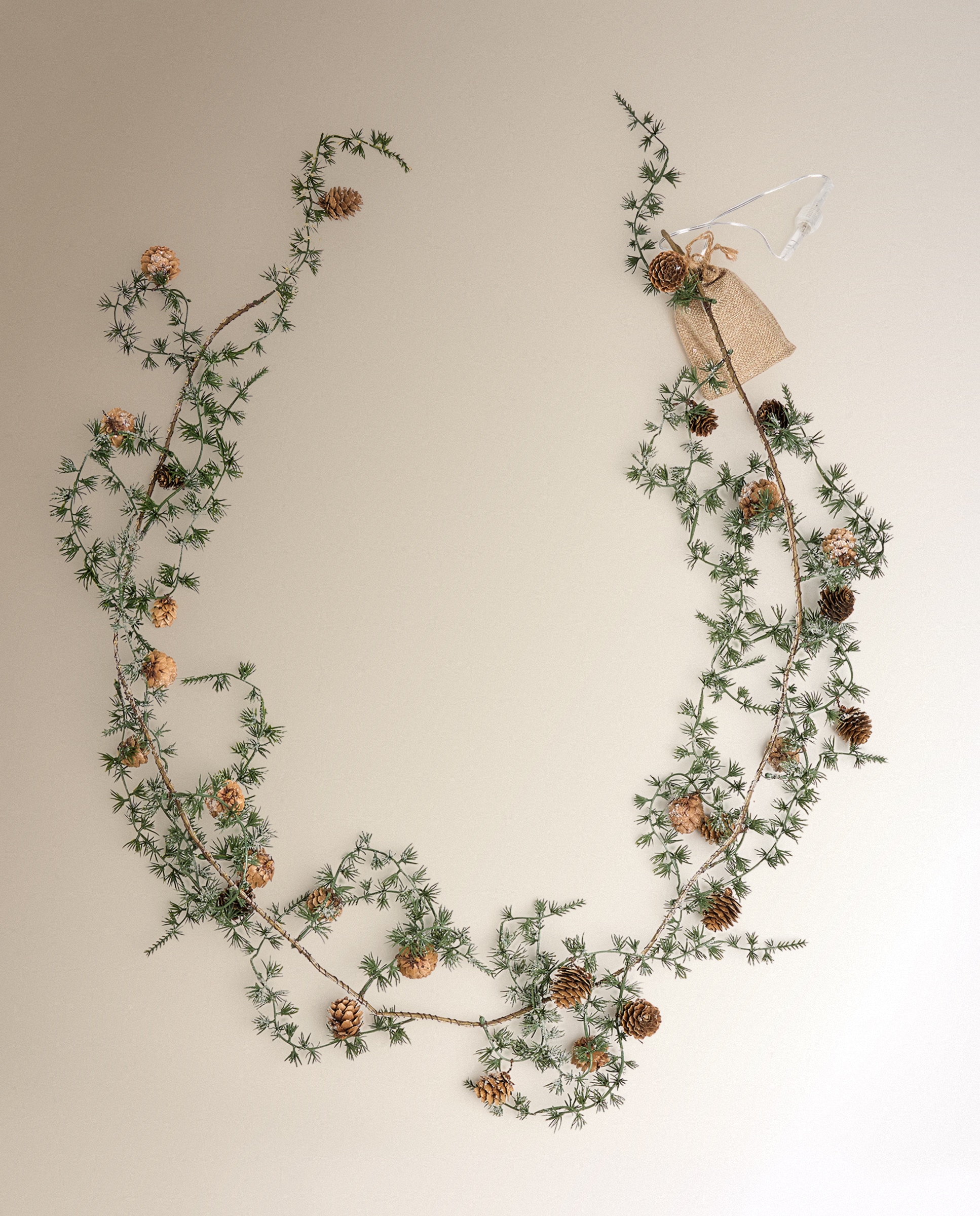 Guirnalda decorativa Rama piñas con 100 luces LED Navidad - Verde Verde-2