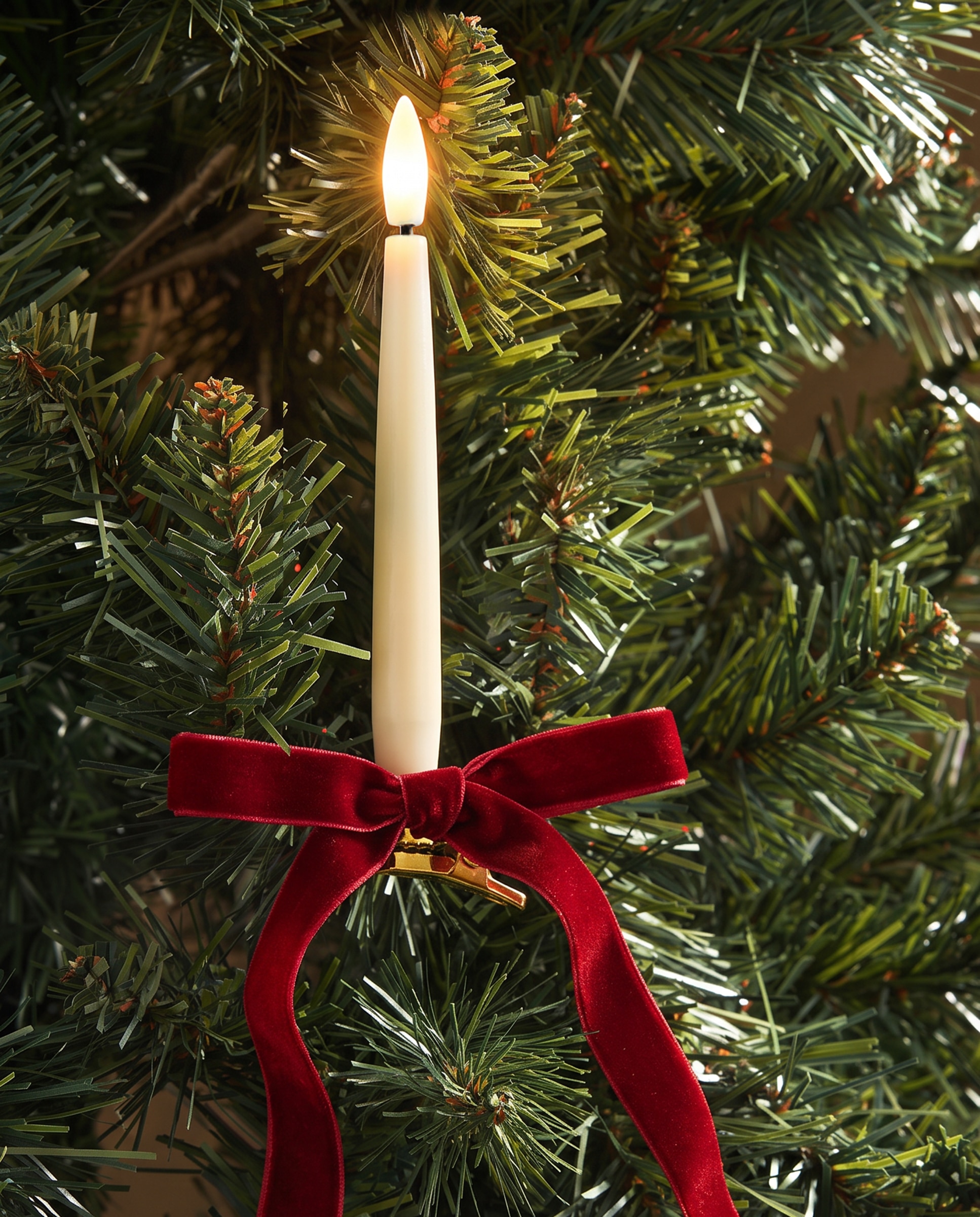 Imagem 0 de Conjunto de 10 Velas com Laço para Árvore de Natal com Luz LED
