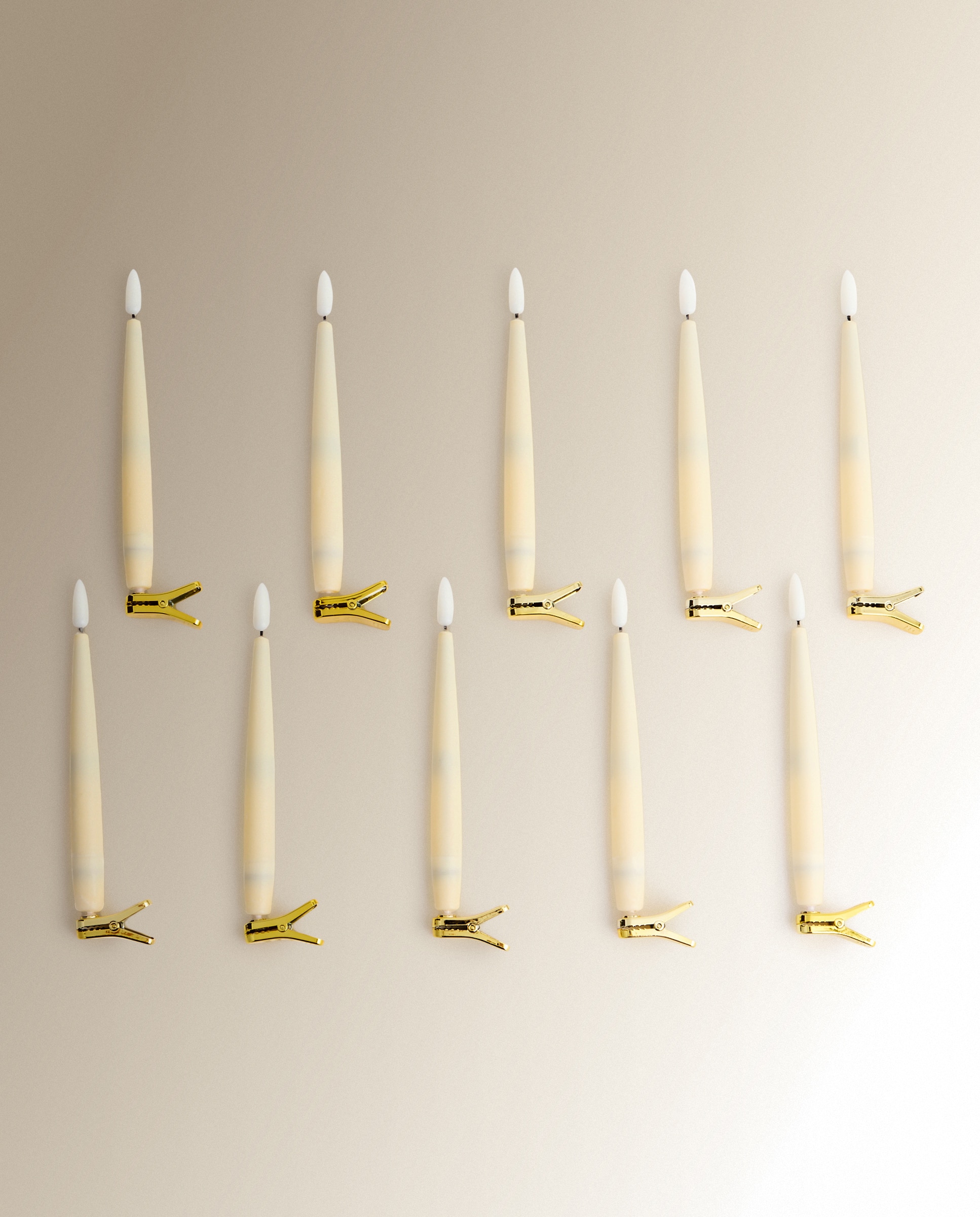 Conjunto de 10 Velas com Laço para Árvore de Natal com Luz LED Bege-2